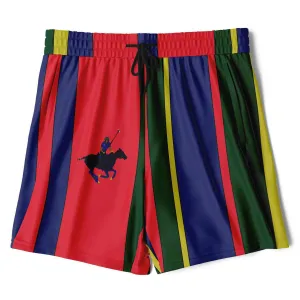 Carib Polo Striped Polo Athletic Shorts
