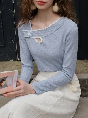 Carlin Vintage Cotton Knitted Sweater-Blue
