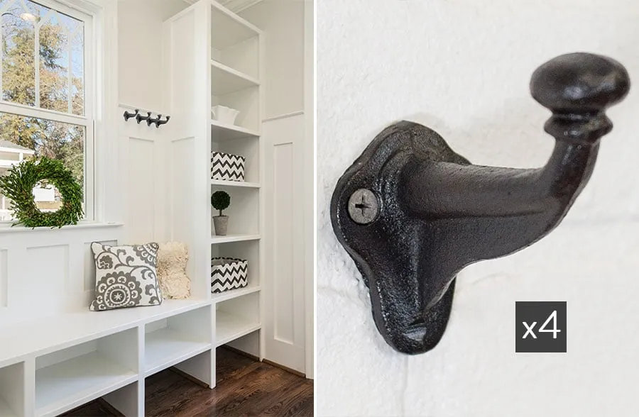 Cast Iron Wall Hook, Set of 4