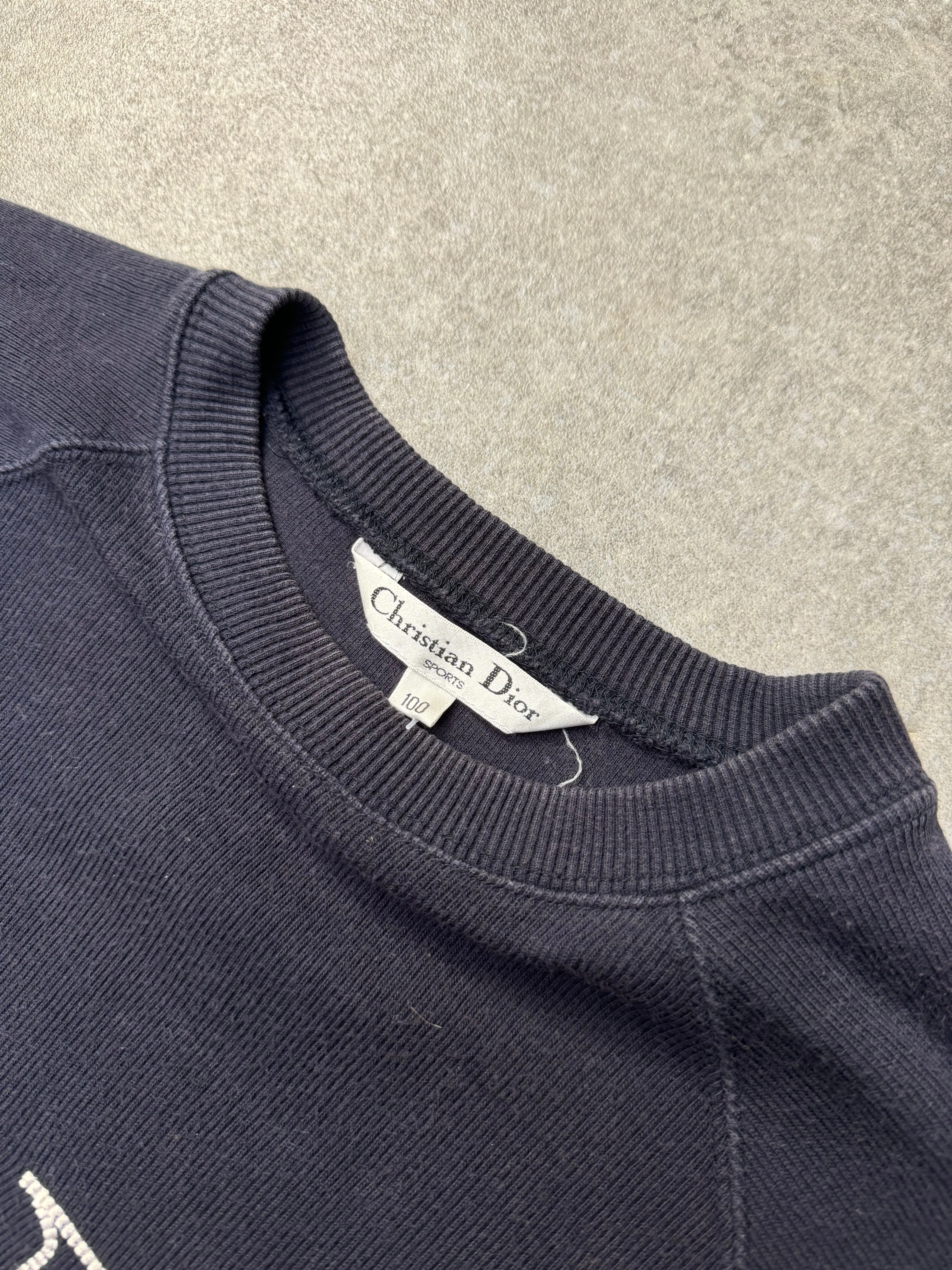 Christian Dior Sports Embroidered Logo Navy Knitted Sweater