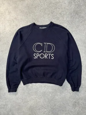 Christian Dior Sports Embroidered Logo Navy Knitted Sweater