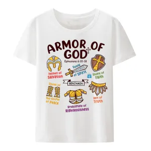 Christianartbag T-shirt, Armor Of God Letter Print T-Shirt, Children's Printed T-Shirts, CABTK01200923.
