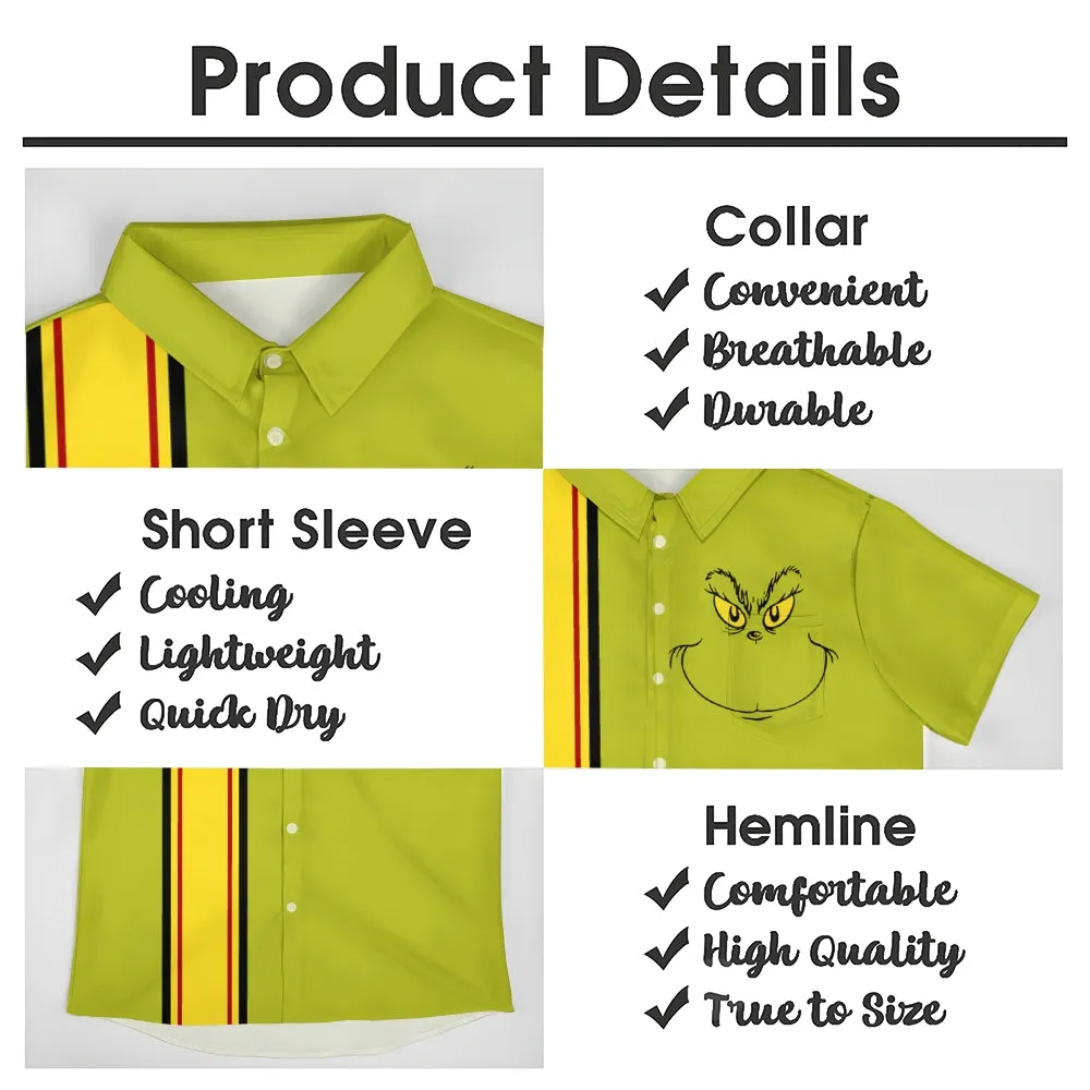 Christmas Grinch Stripe Pattern Men's Short Sleeve Shirt 2412000363