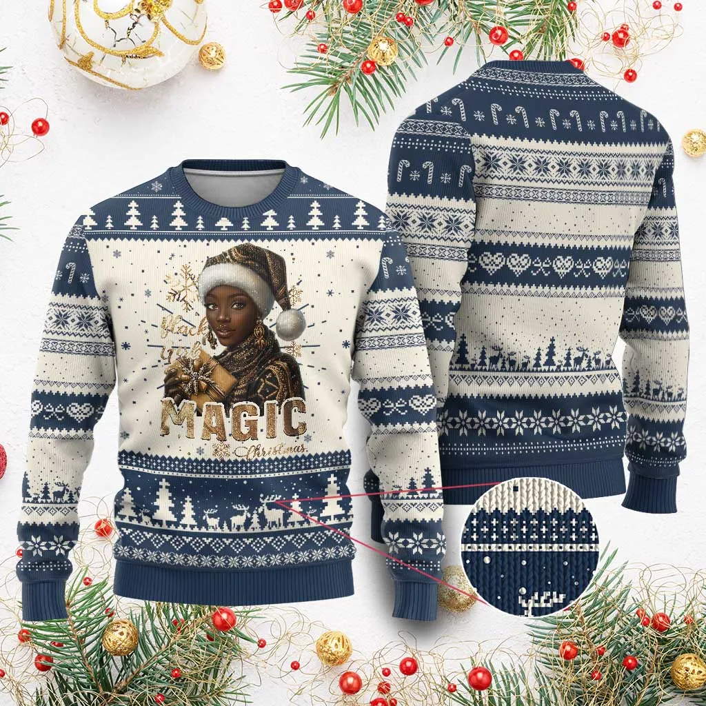 Christmas Melanin Black Girl Magic Ugly Christmas Sweater TS09