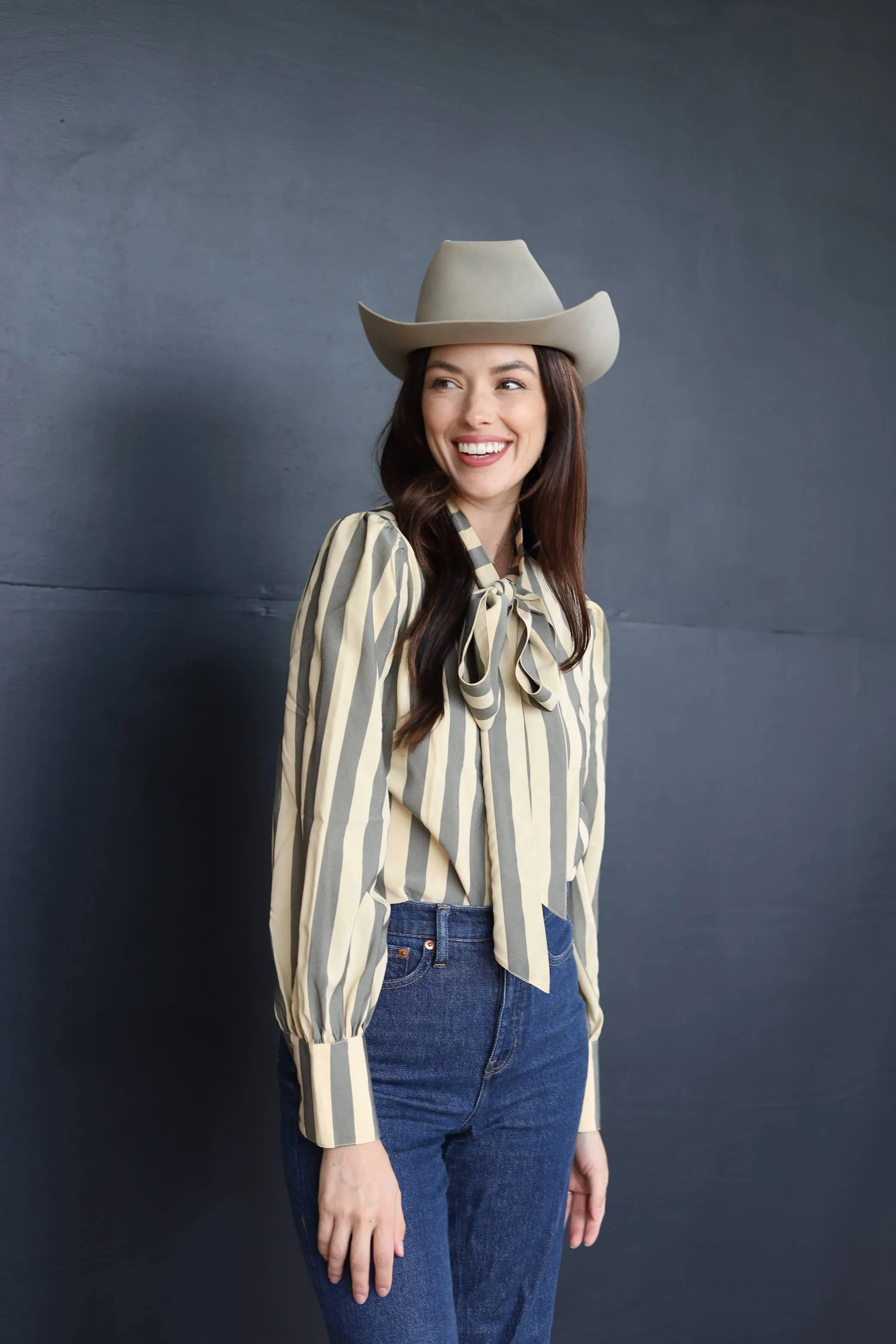 Classy striped bowtie button up