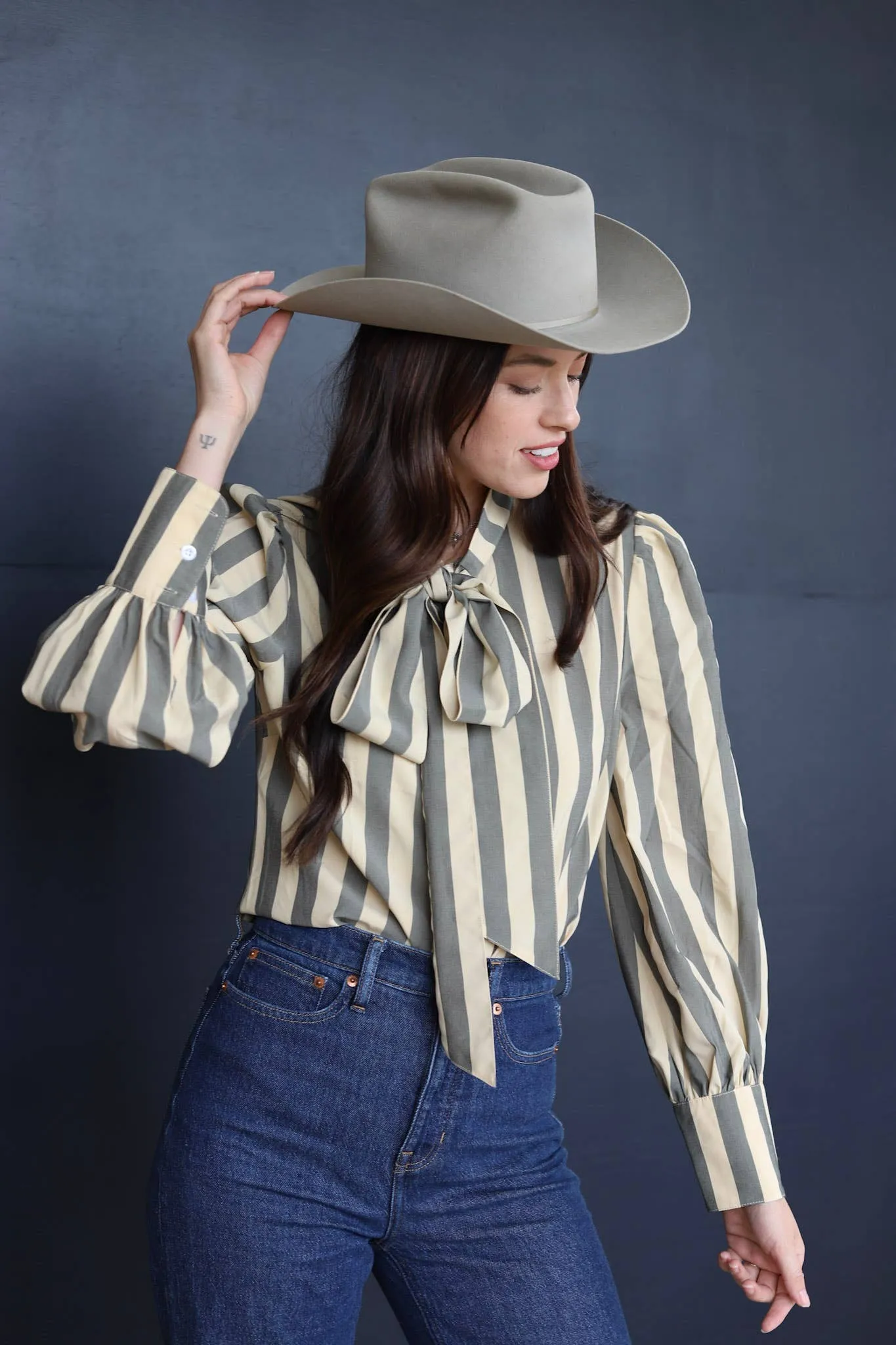 Classy striped bowtie button up