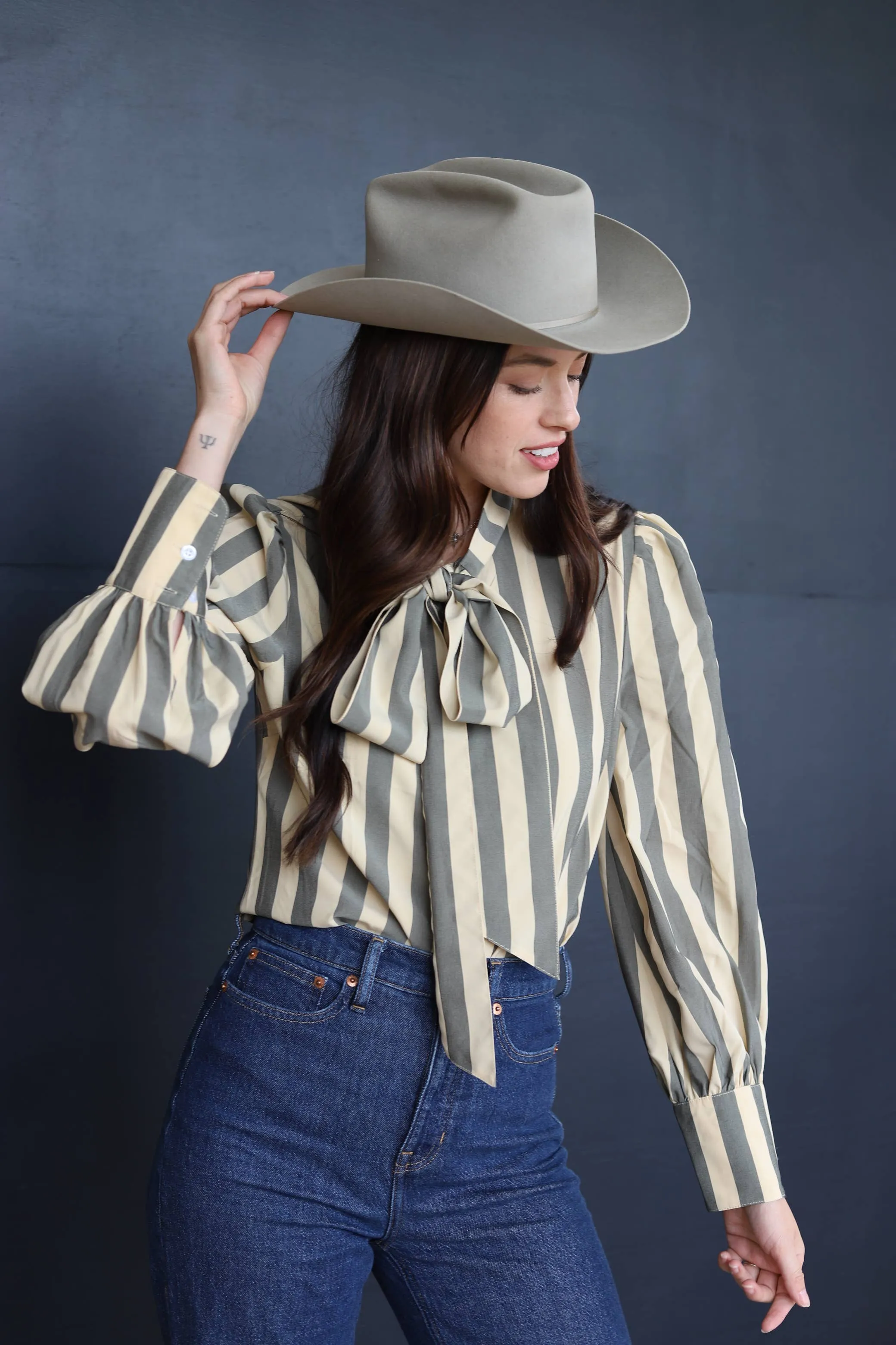 Classy striped bowtie button up