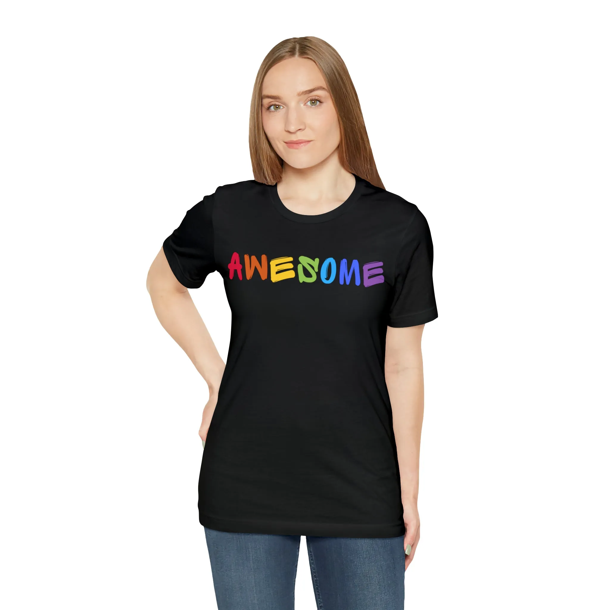 Colorful Text Awesome Short Sleeve T-Shirt