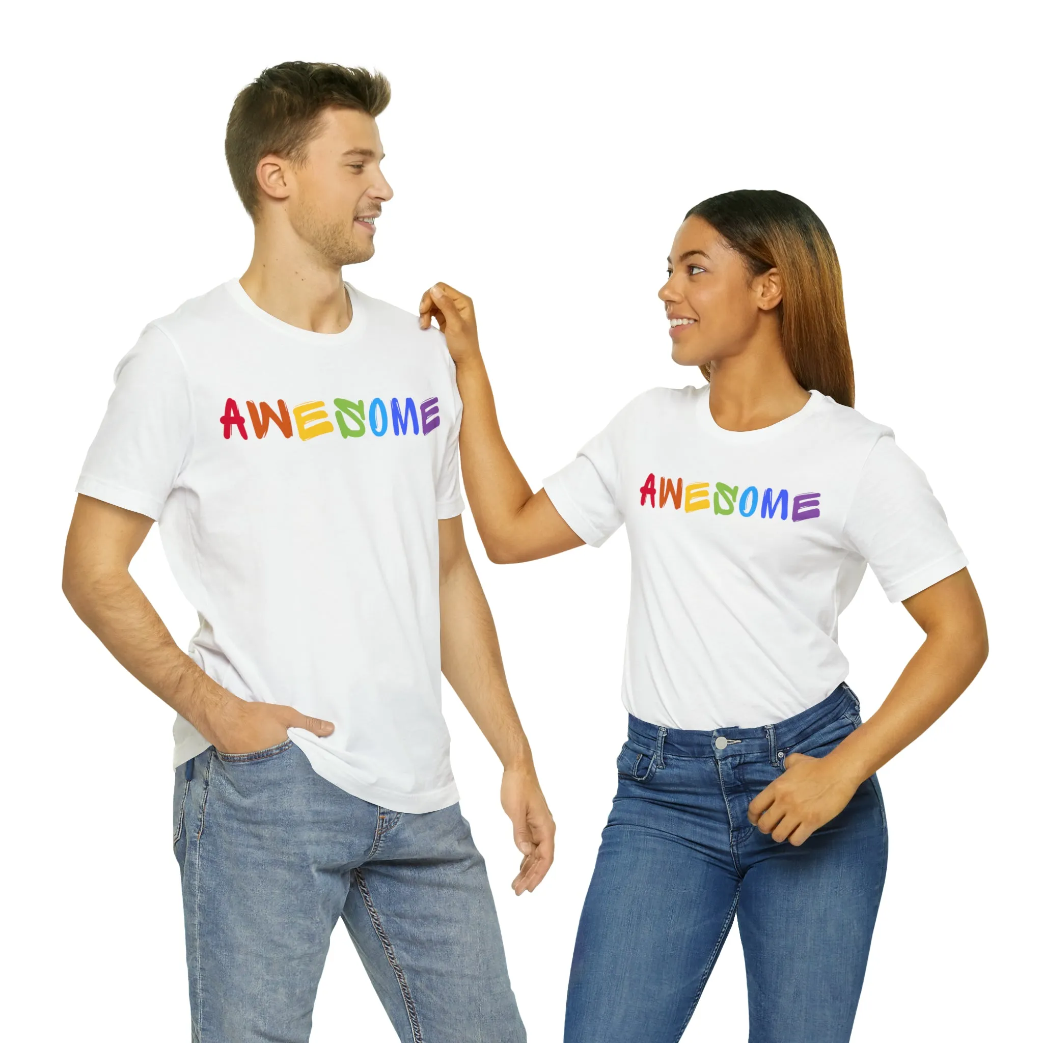 Colorful Text Awesome Short Sleeve T-Shirt