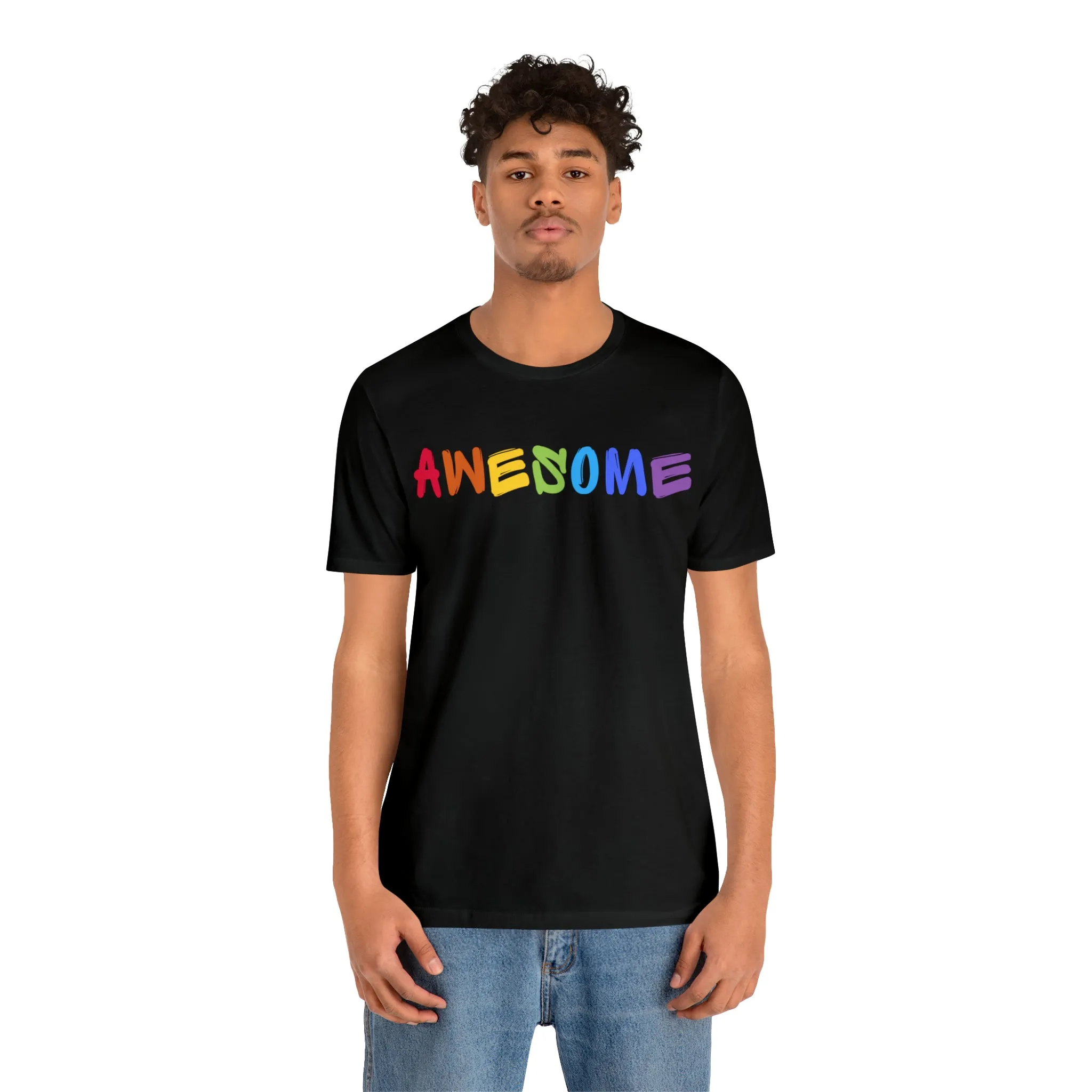 Colorful Text Awesome Short Sleeve T-Shirt