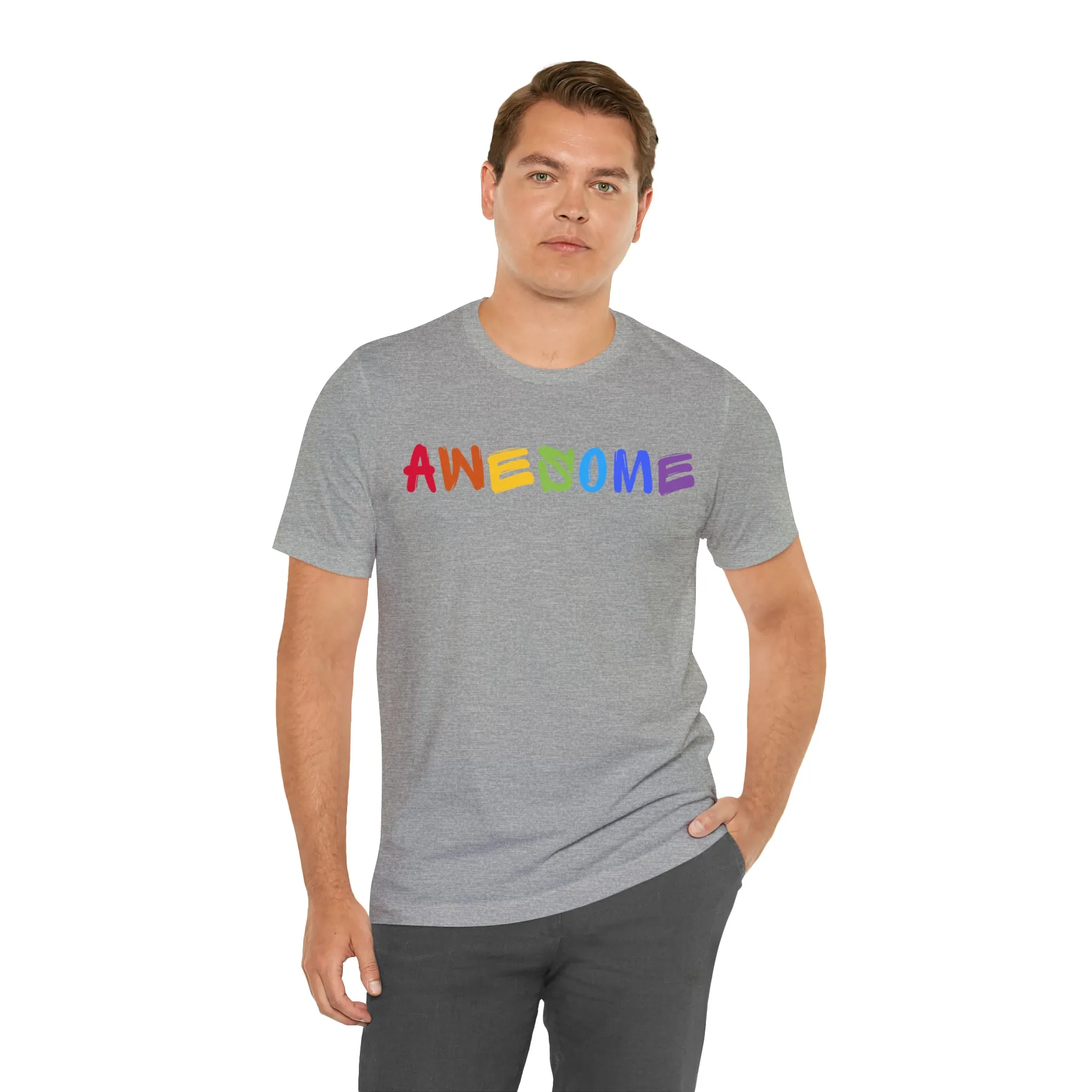 Colorful Text Awesome Short Sleeve T-Shirt