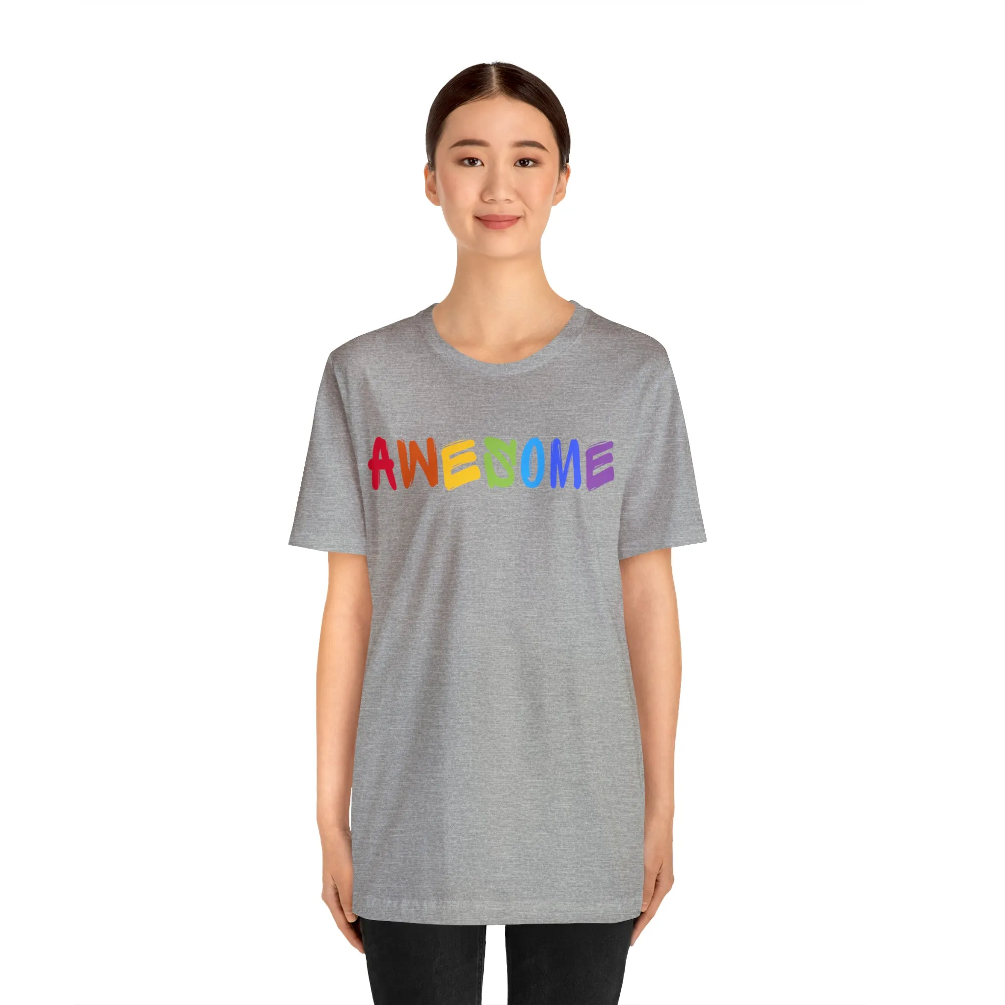 Colorful Text Awesome Short Sleeve T-Shirt
