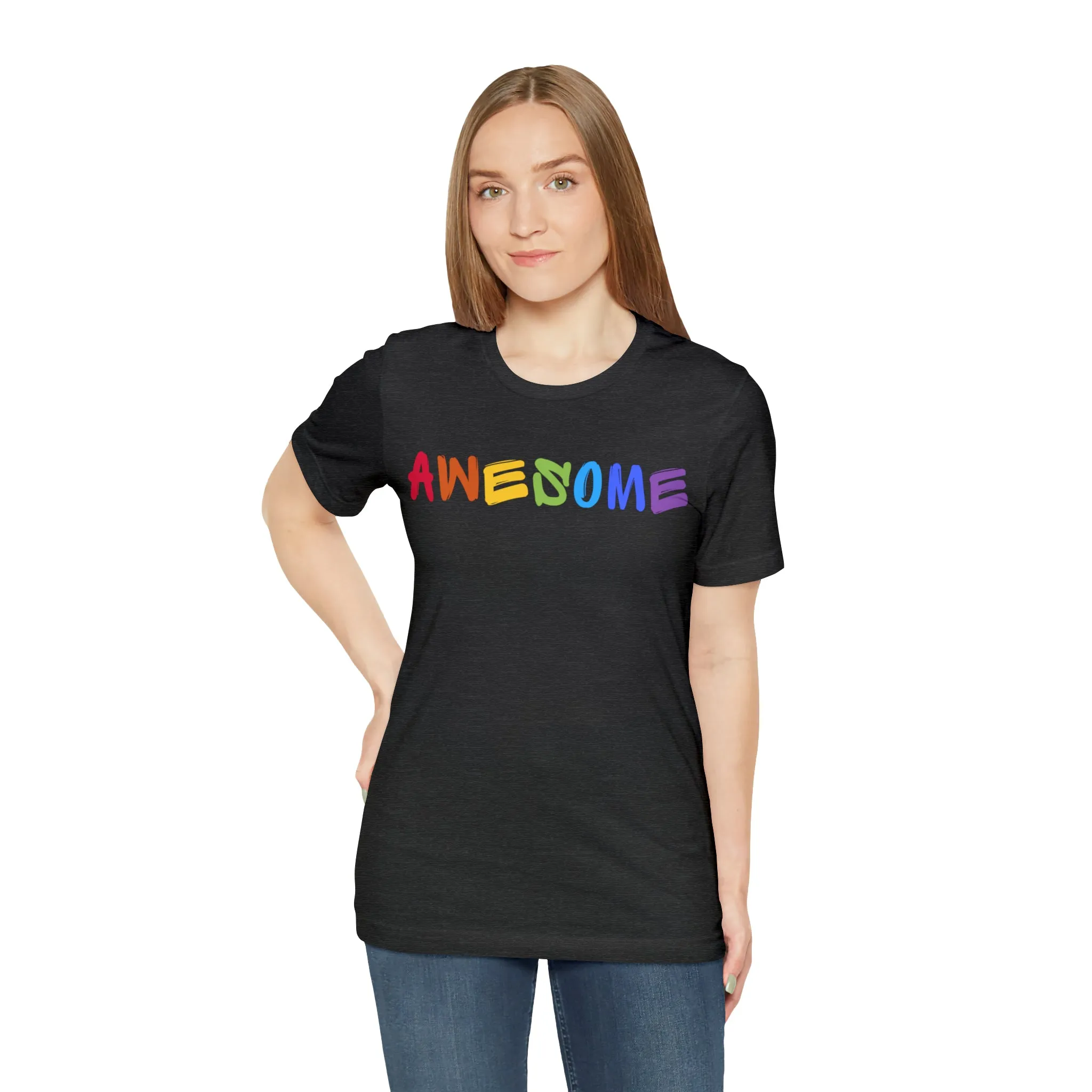Colorful Text Awesome Short Sleeve T-Shirt