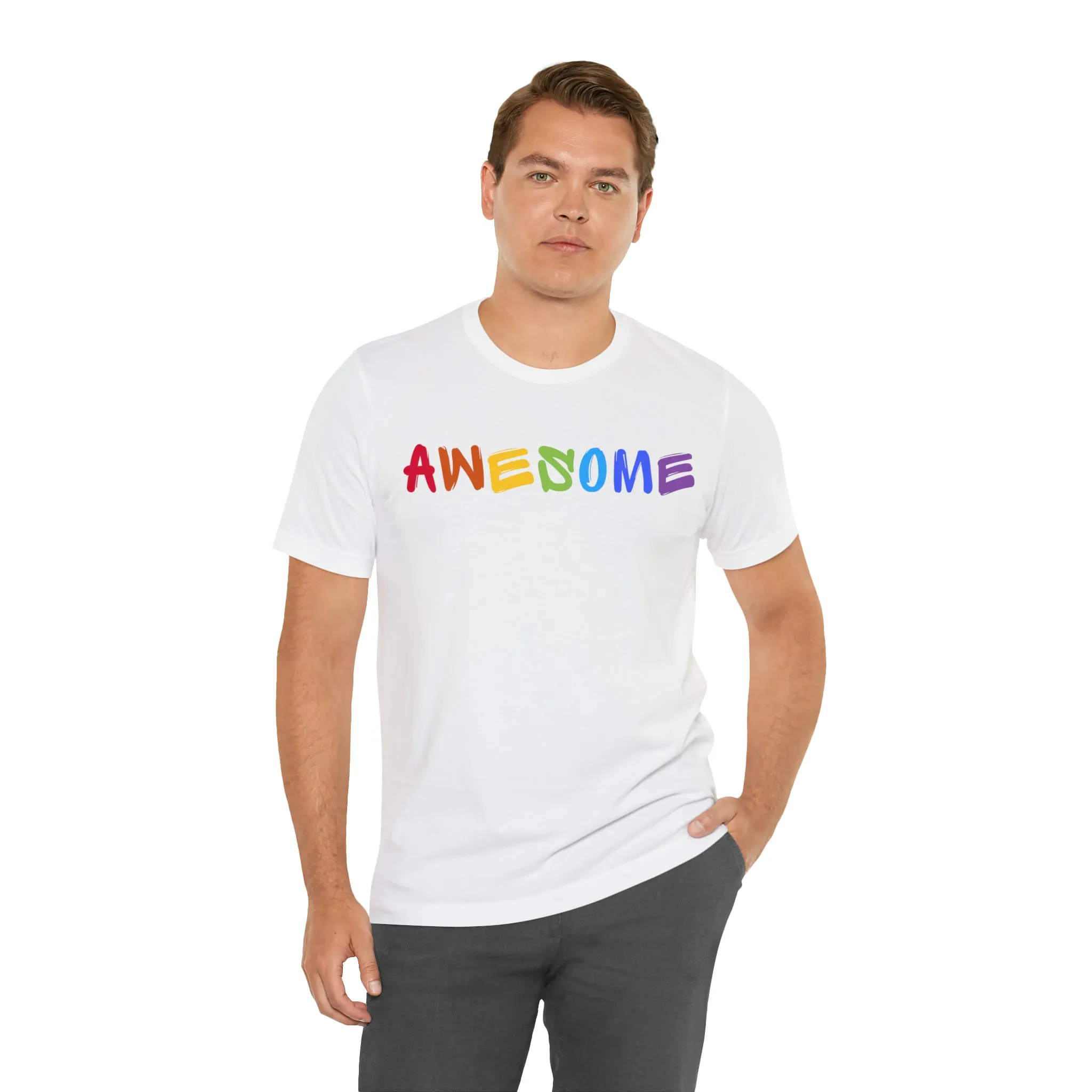 Colorful Text Awesome Short Sleeve T-Shirt