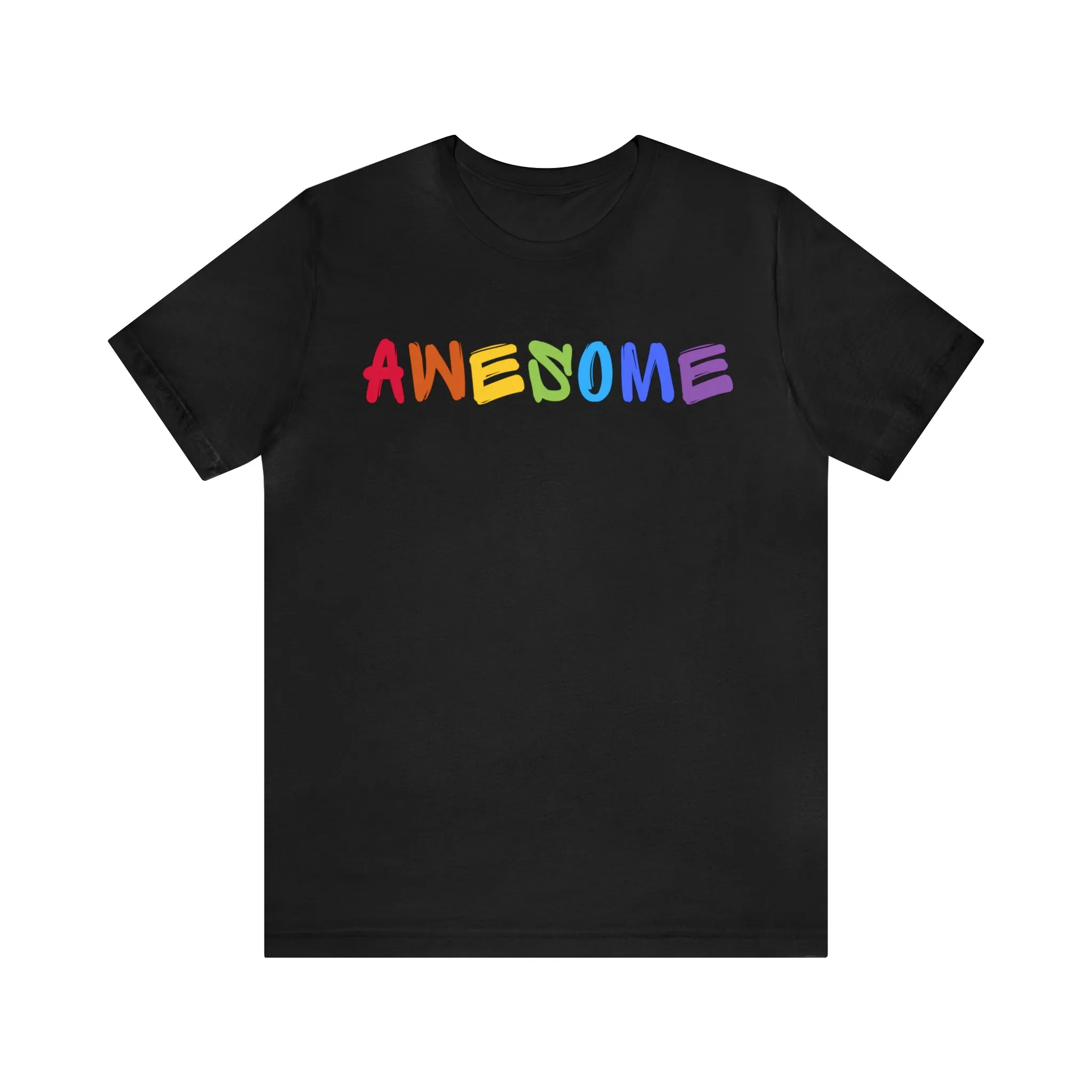 Colorful Text Awesome Short Sleeve T-Shirt