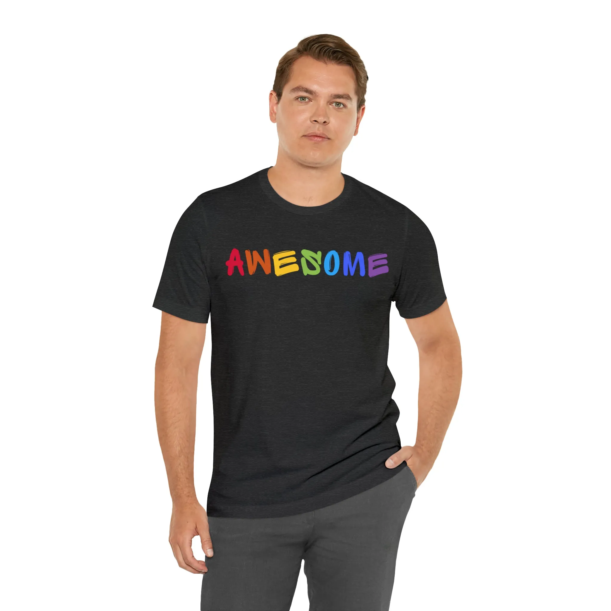 Colorful Text Awesome Short Sleeve T-Shirt