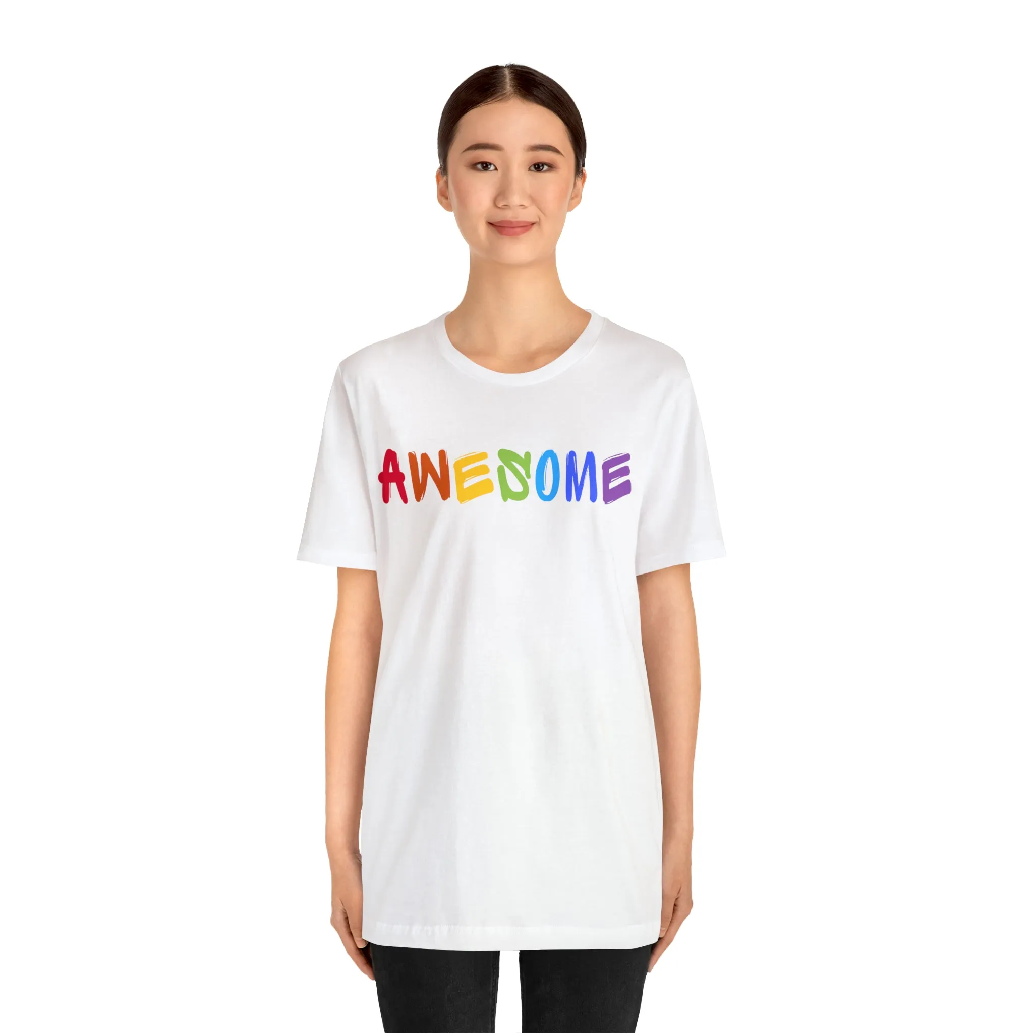Colorful Text Awesome Short Sleeve T-Shirt