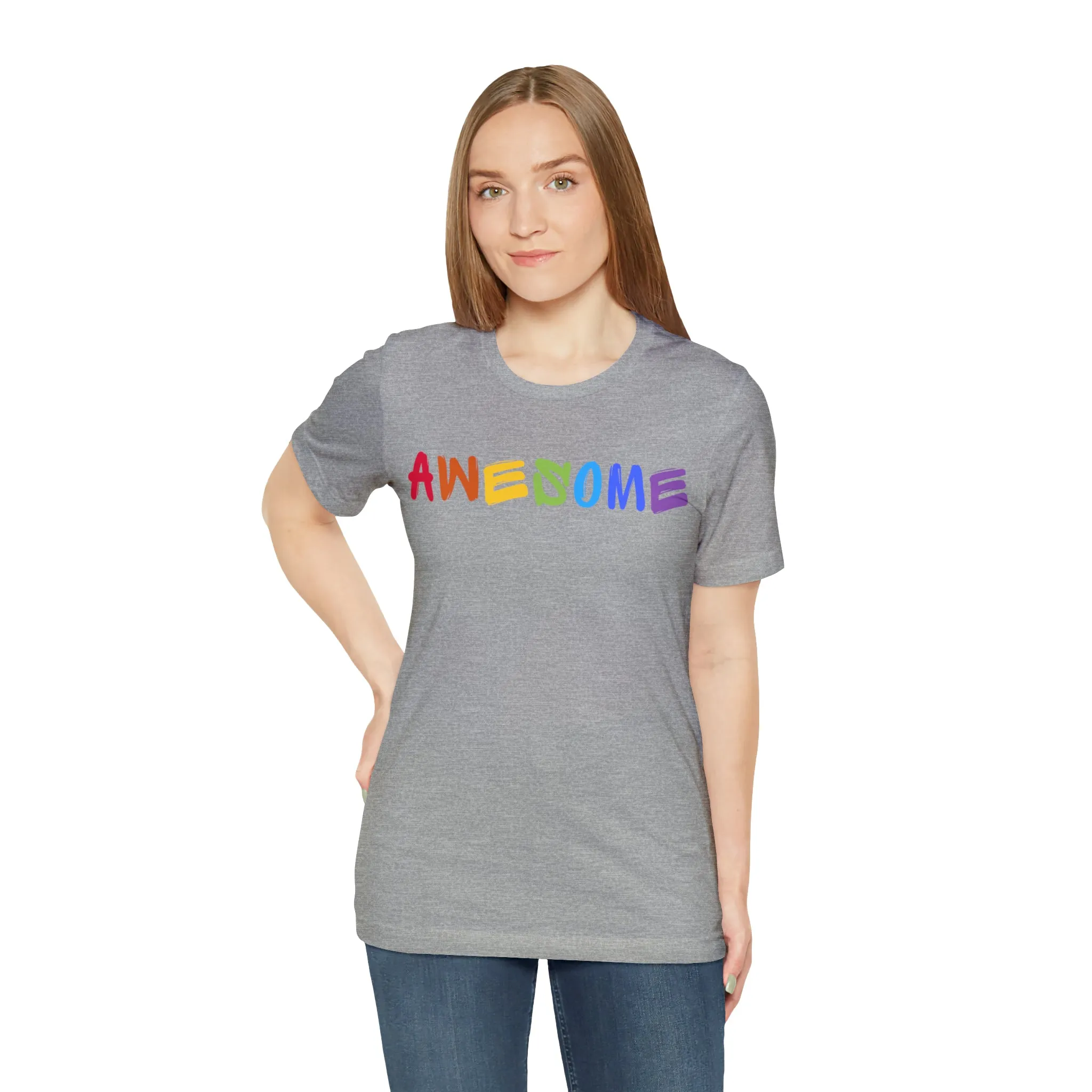 Colorful Text Awesome Short Sleeve T-Shirt