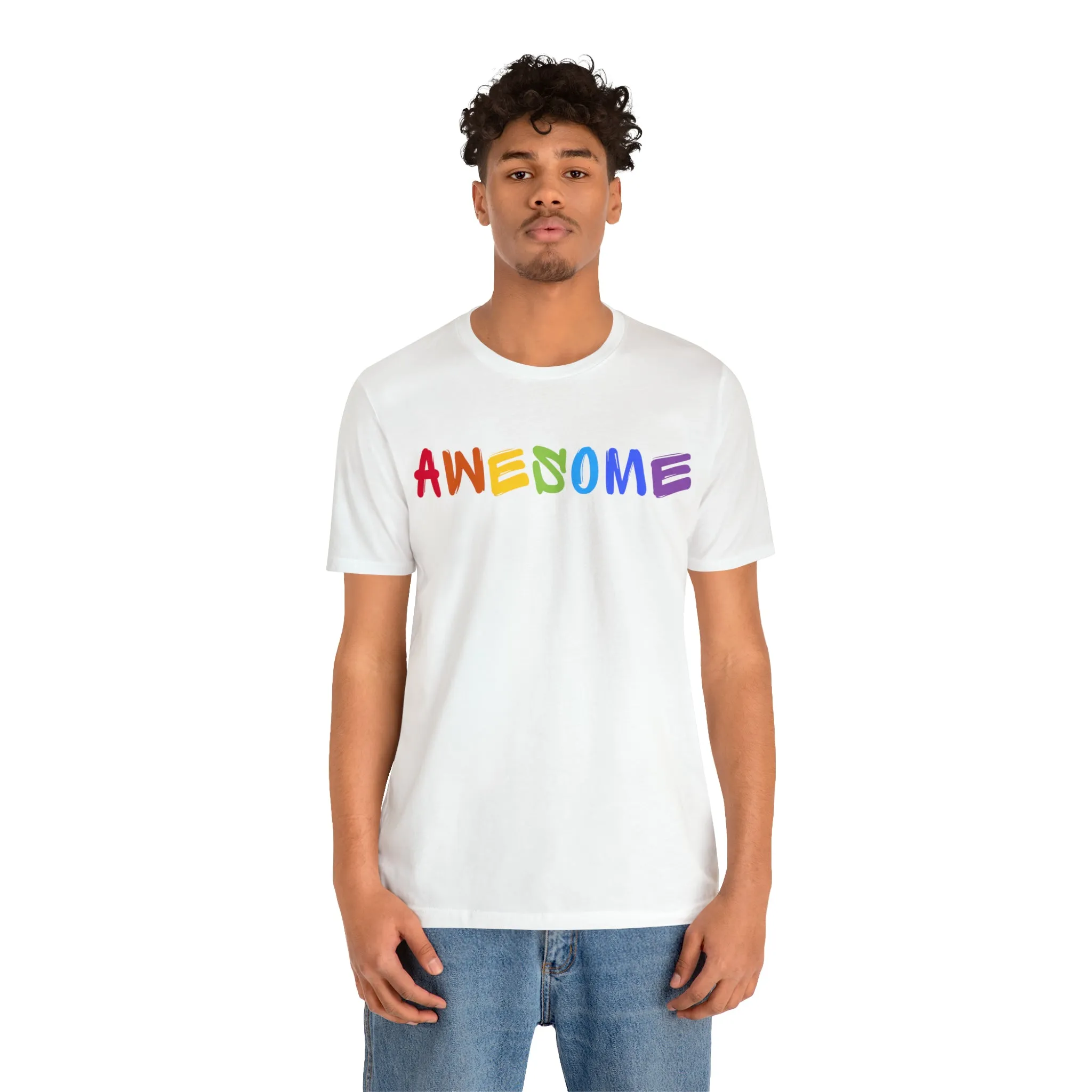 Colorful Text Awesome Short Sleeve T-Shirt