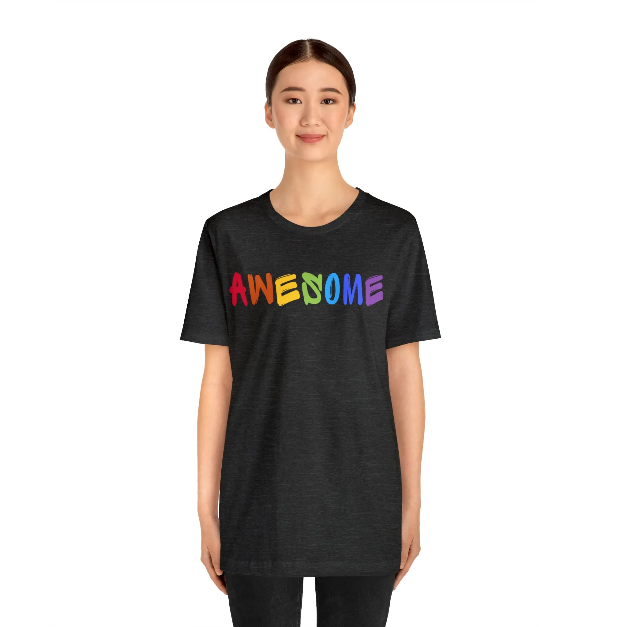 Colorful Text Awesome Short Sleeve T-Shirt