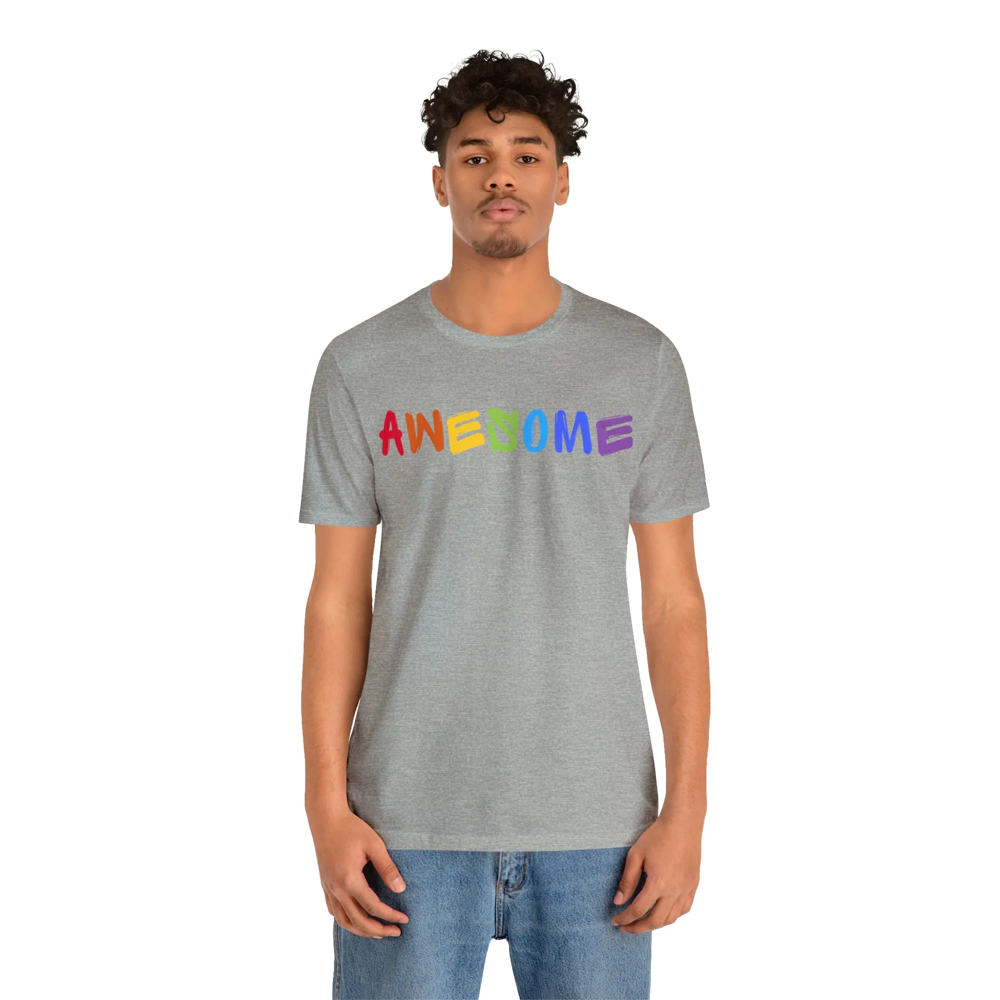 Colorful Text Awesome Short Sleeve T-Shirt