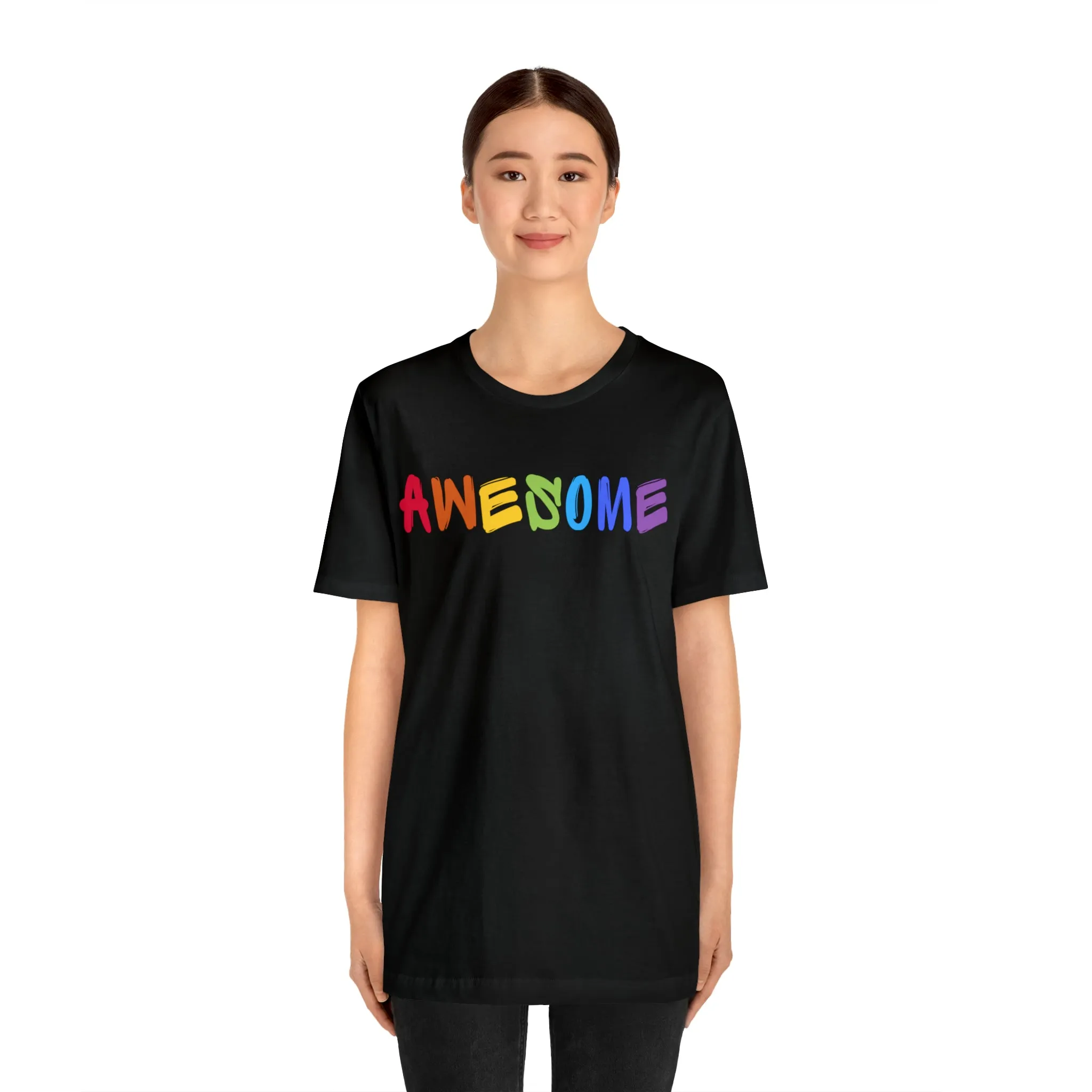 Colorful Text Awesome Short Sleeve T-Shirt