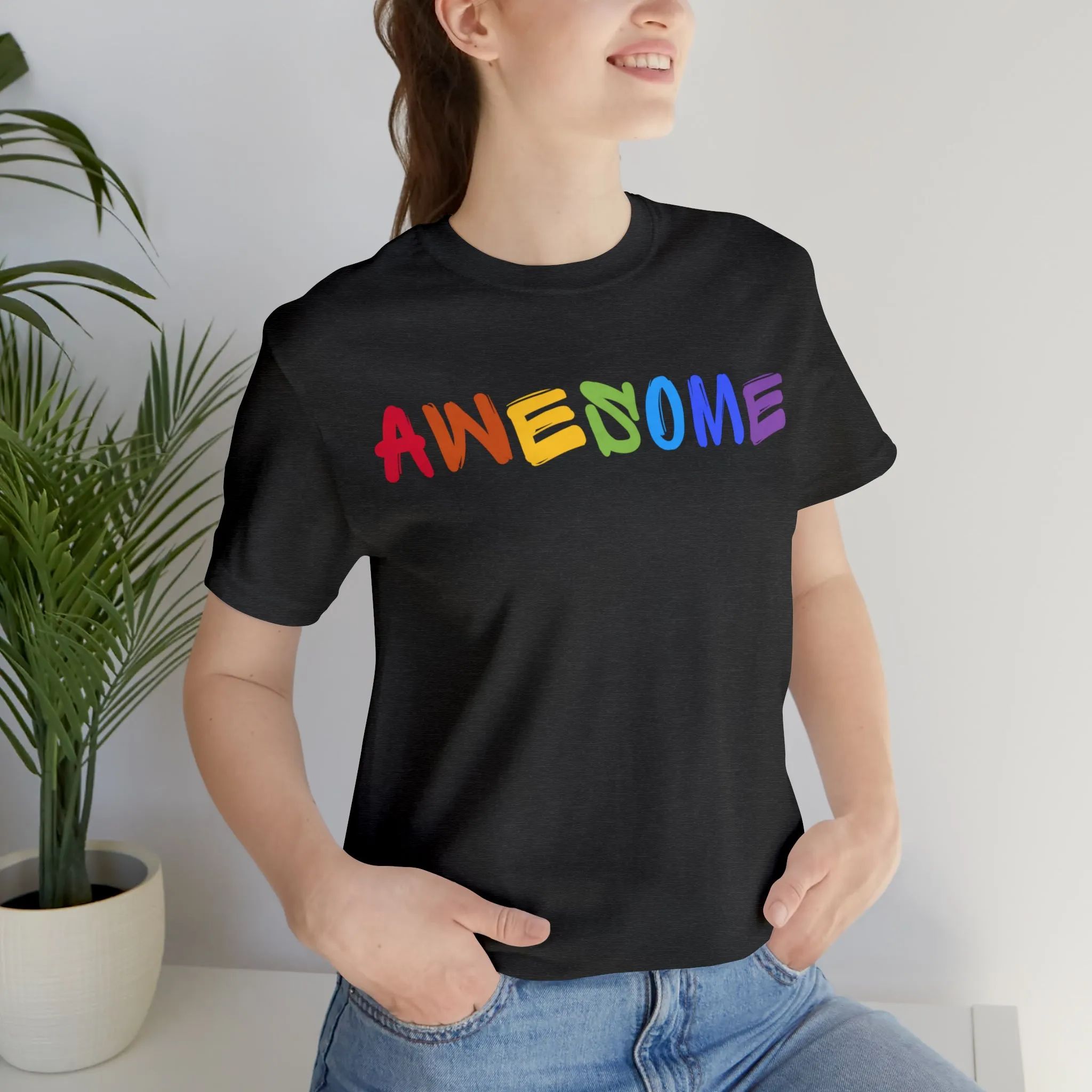 Colorful Text Awesome Short Sleeve T-Shirt