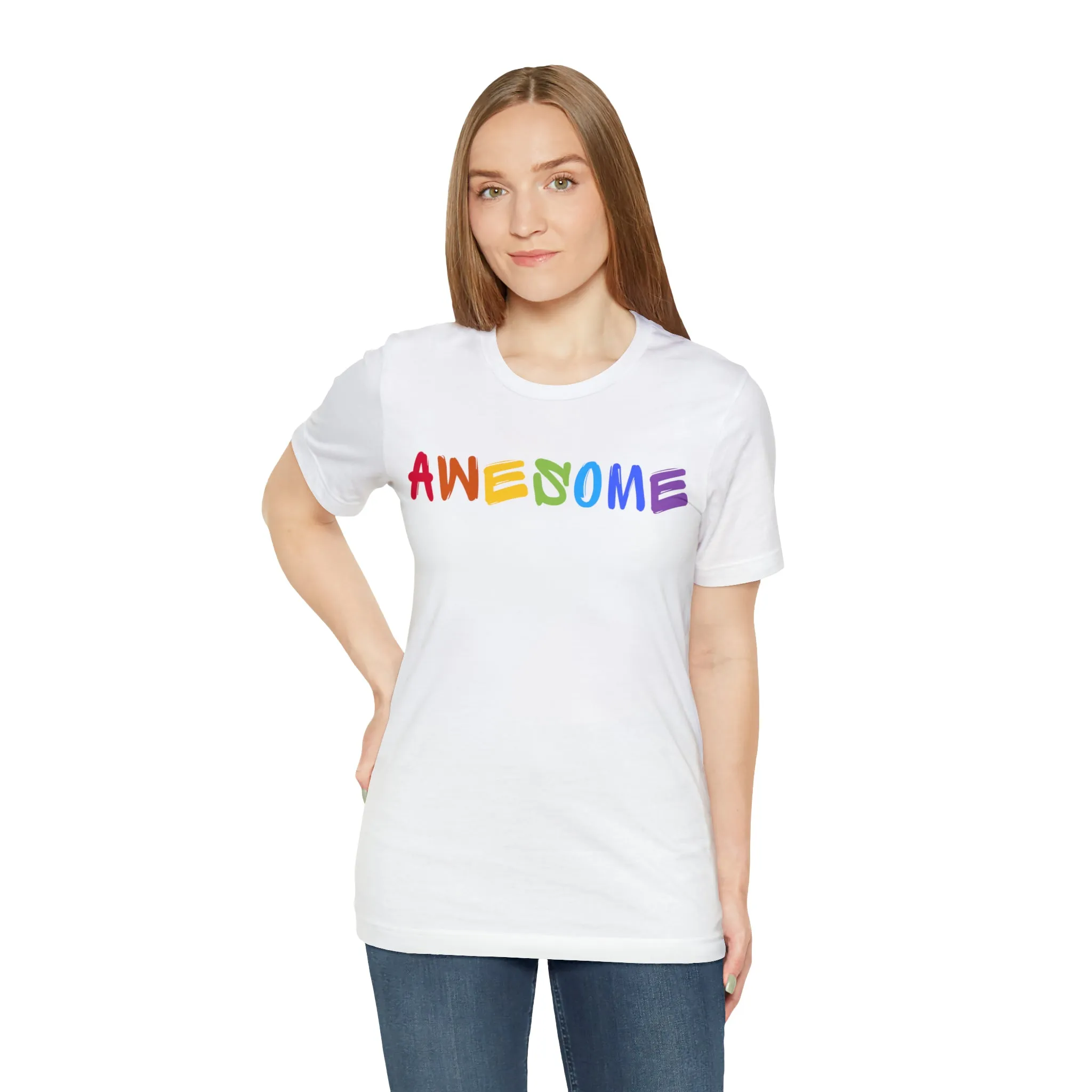 Colorful Text Awesome Short Sleeve T-Shirt