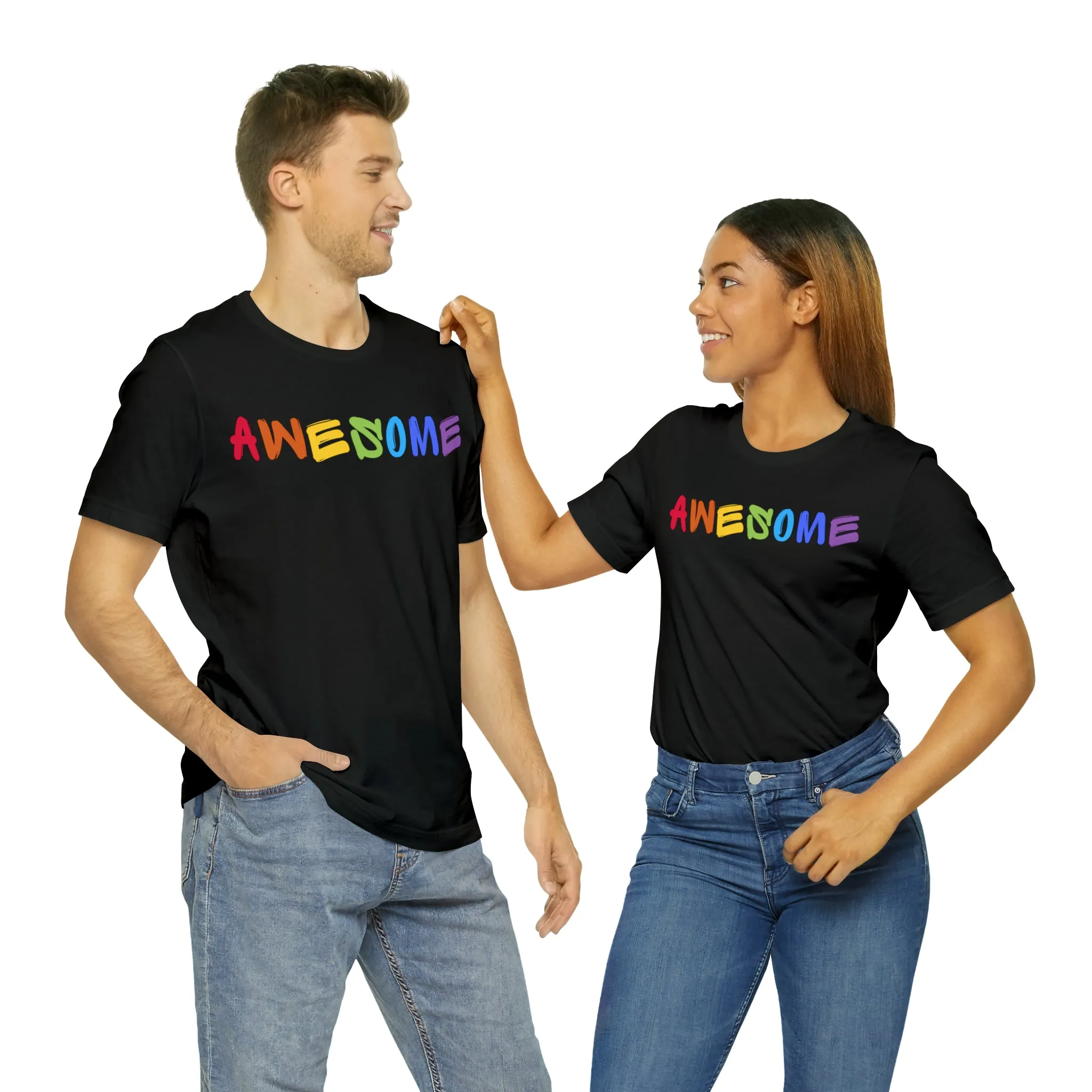 Colorful Text Awesome Short Sleeve T-Shirt