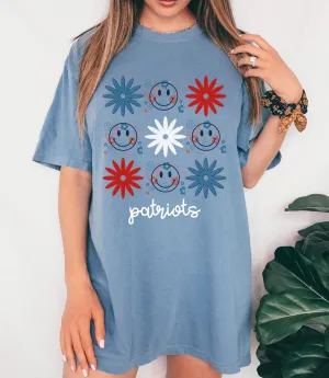 Comfort Colors Patriots Smiley Unisex Shirt / Youth and Adult Sizes/ Lewisburg -Desoto County Schools /Lewisburg Patriots Mississippi School Shirt
