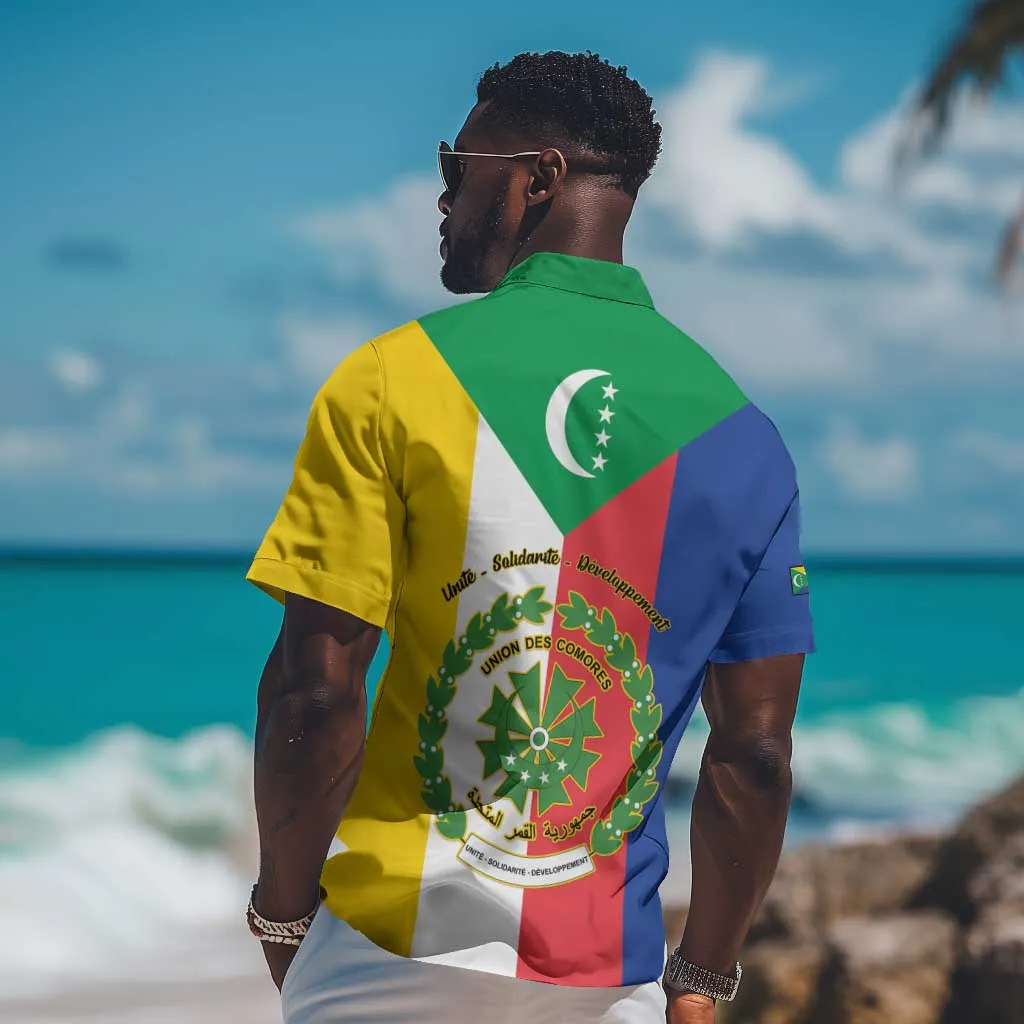 Comoros Coat Of Arms Flag Style Hawaiian Shirt LT15