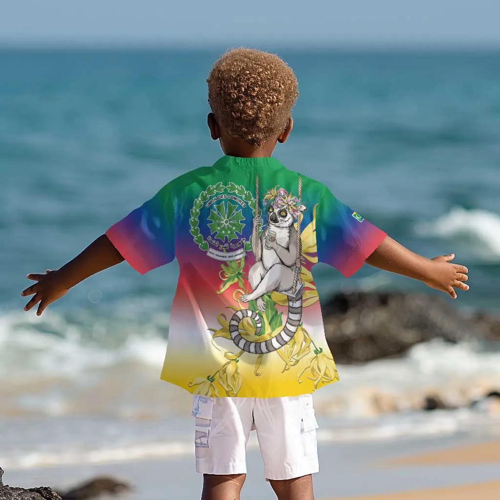 Comoros Kid Hawaiian Shirt Mongoose Lemur With Ylang Ylang LT15
