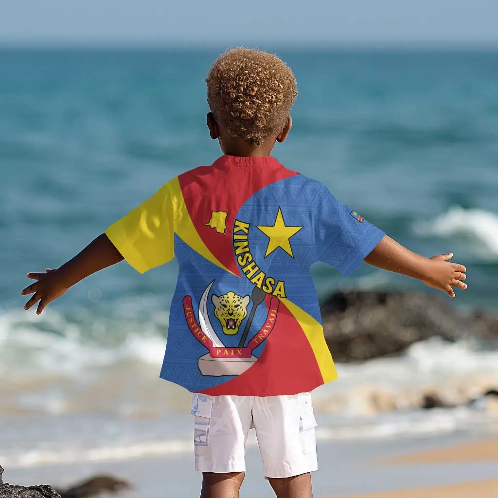 Congo-Kinshasa Independence Day Kid Hawaiian Shirt Coat Of Arms - African Pattern LT15