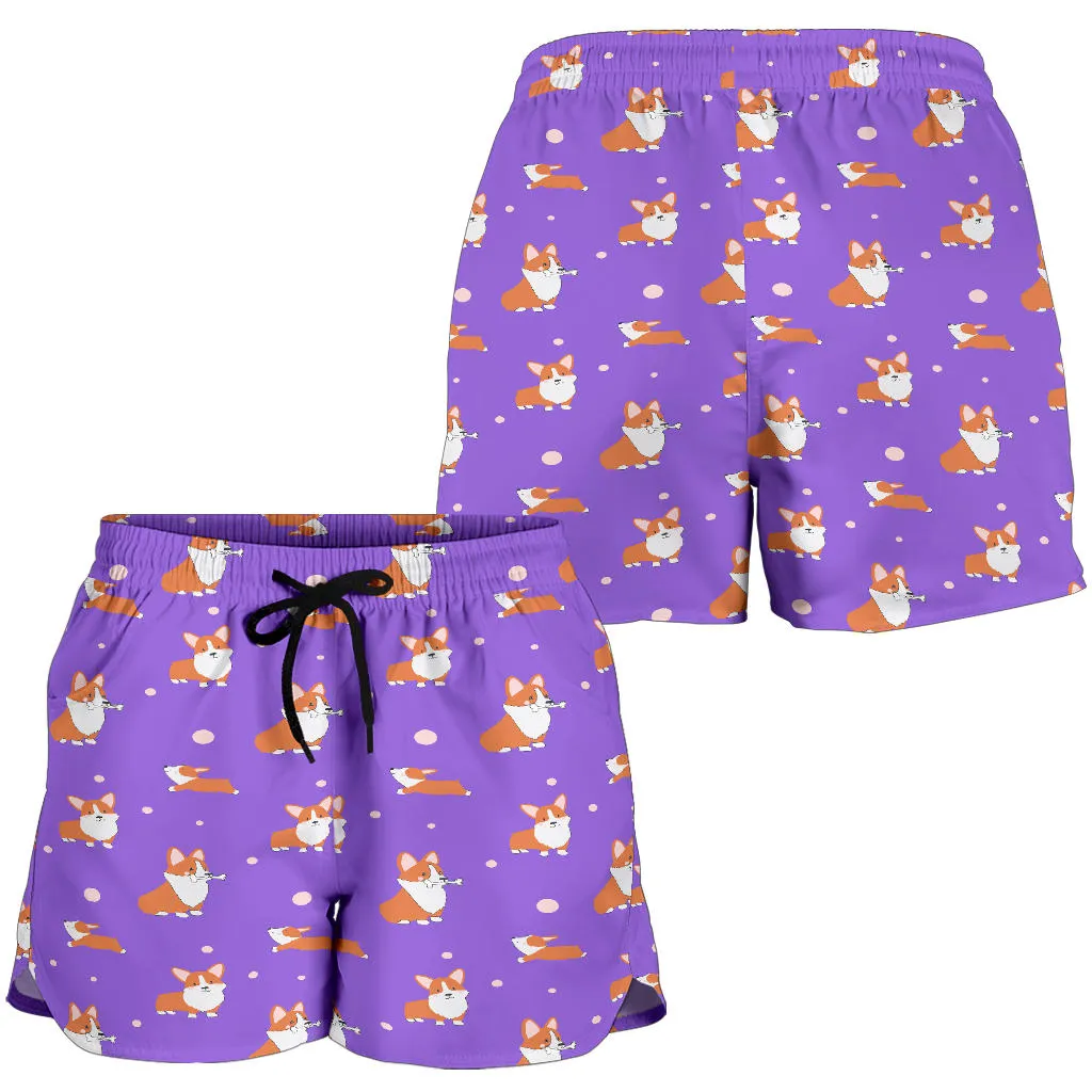 Corgi Cartoon Shorts - Purple