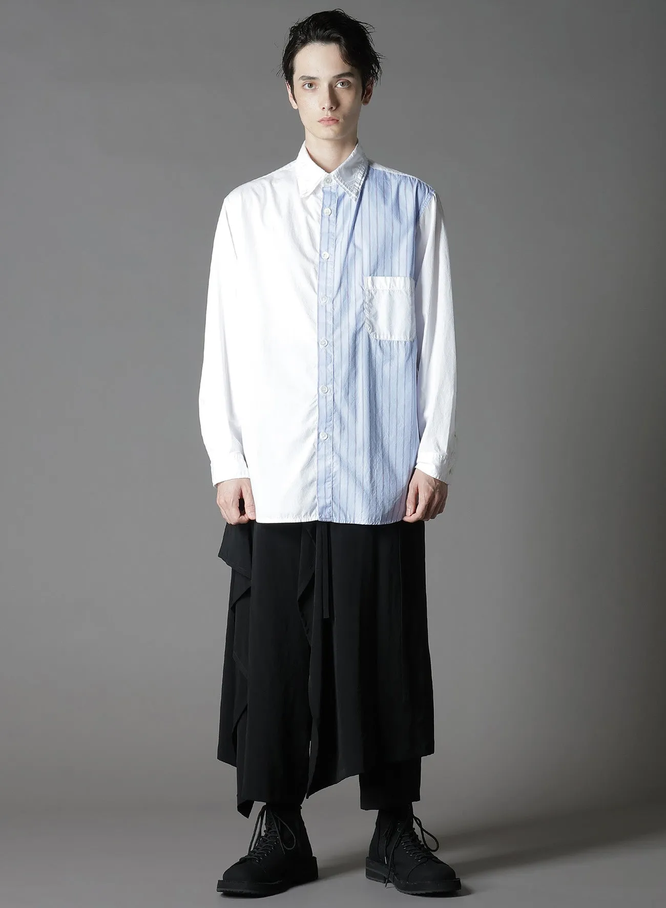 COTTON BROAD    STRIPE  SWITCHING LONG SLEEVE SHIRTS