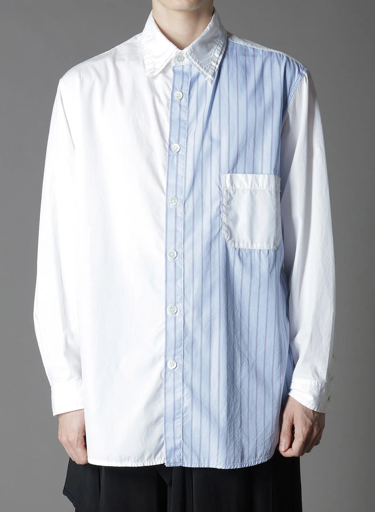 COTTON BROAD    STRIPE  SWITCHING LONG SLEEVE SHIRTS