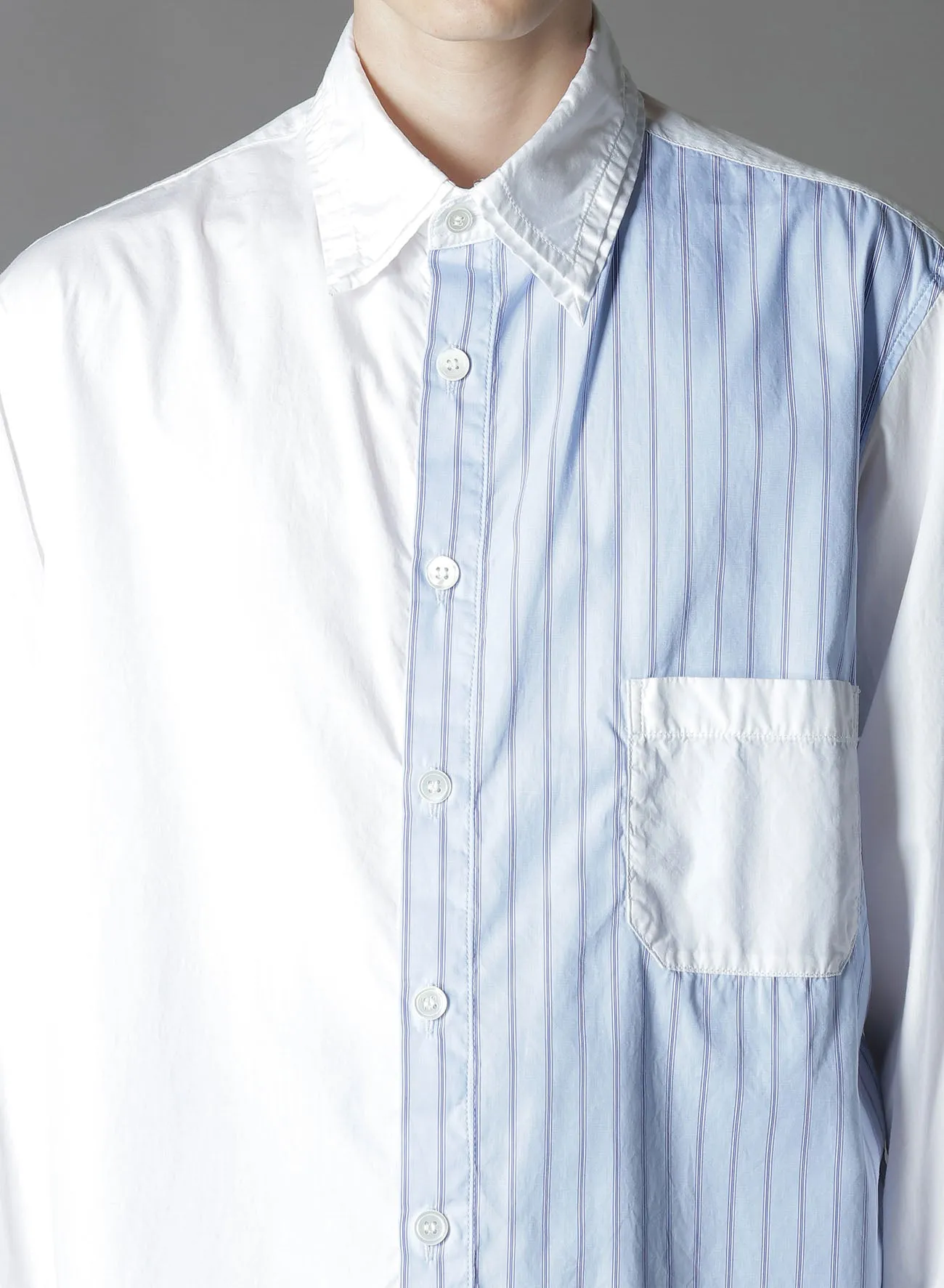 COTTON BROAD    STRIPE  SWITCHING LONG SLEEVE SHIRTS
