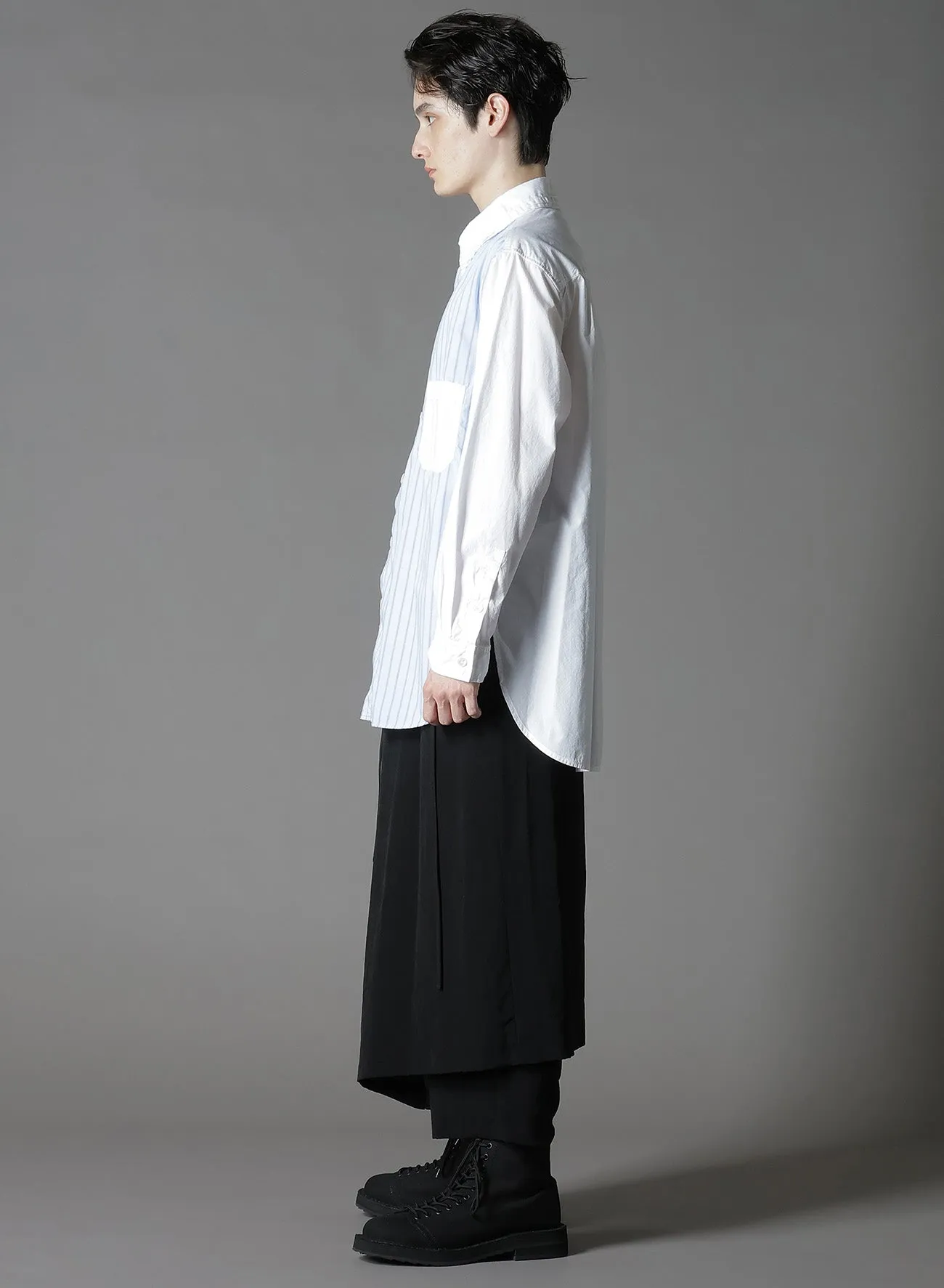 COTTON BROAD    STRIPE  SWITCHING LONG SLEEVE SHIRTS