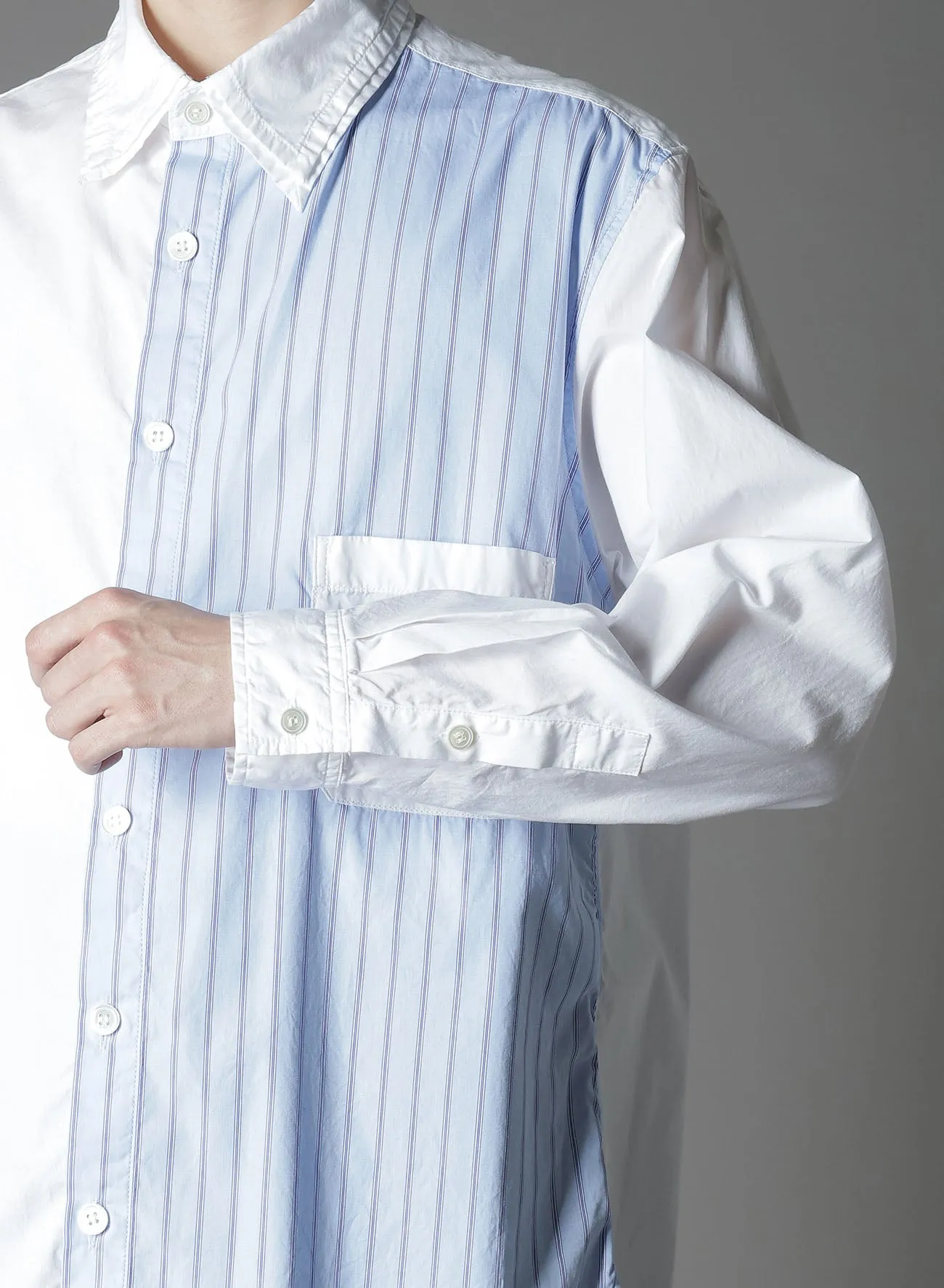 COTTON BROAD    STRIPE  SWITCHING LONG SLEEVE SHIRTS