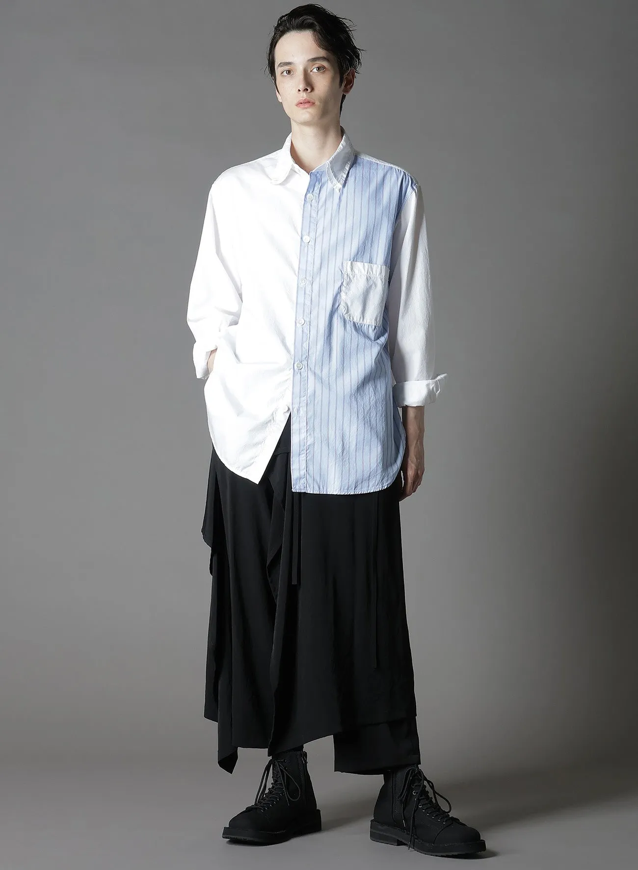 COTTON BROAD    STRIPE  SWITCHING LONG SLEEVE SHIRTS