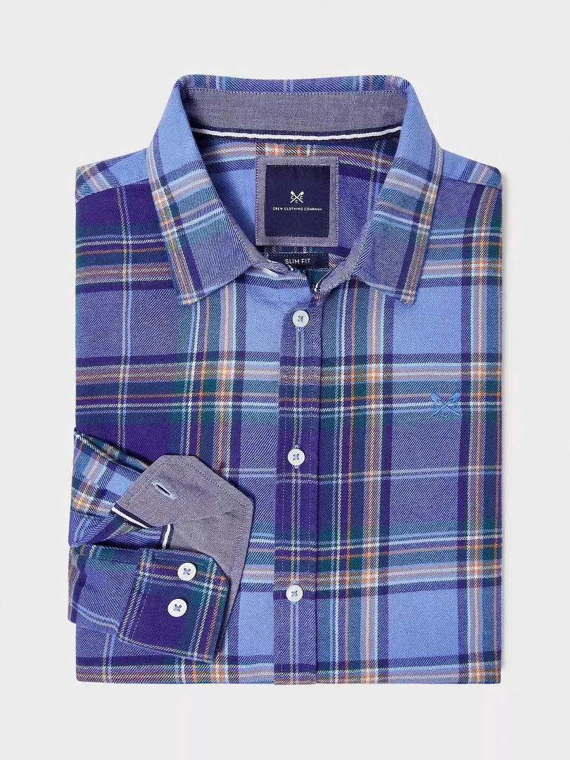 Crew Clothing Kipling Flannel Long Sleeve Shirt - Navy
