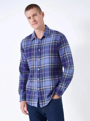 Crew Clothing Kipling Flannel Long Sleeve Shirt - Navy