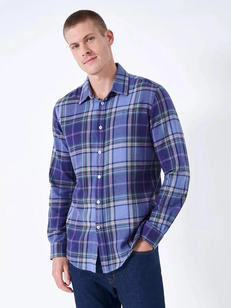 Crew Clothing Kipling Flannel Long Sleeve Shirt - Navy