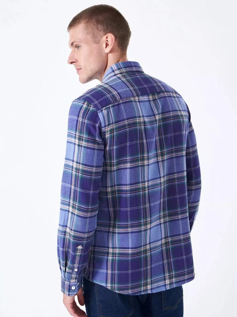 Crew Clothing Kipling Flannel Long Sleeve Shirt - Navy