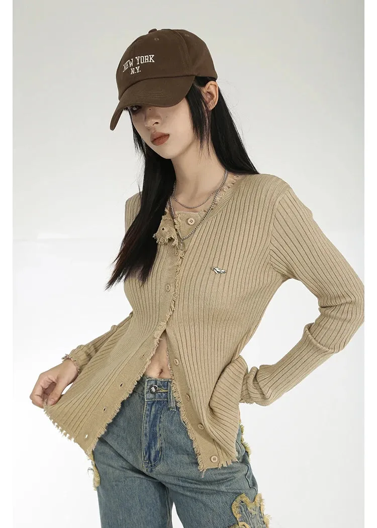 Crop Top O-Neck Cardigan