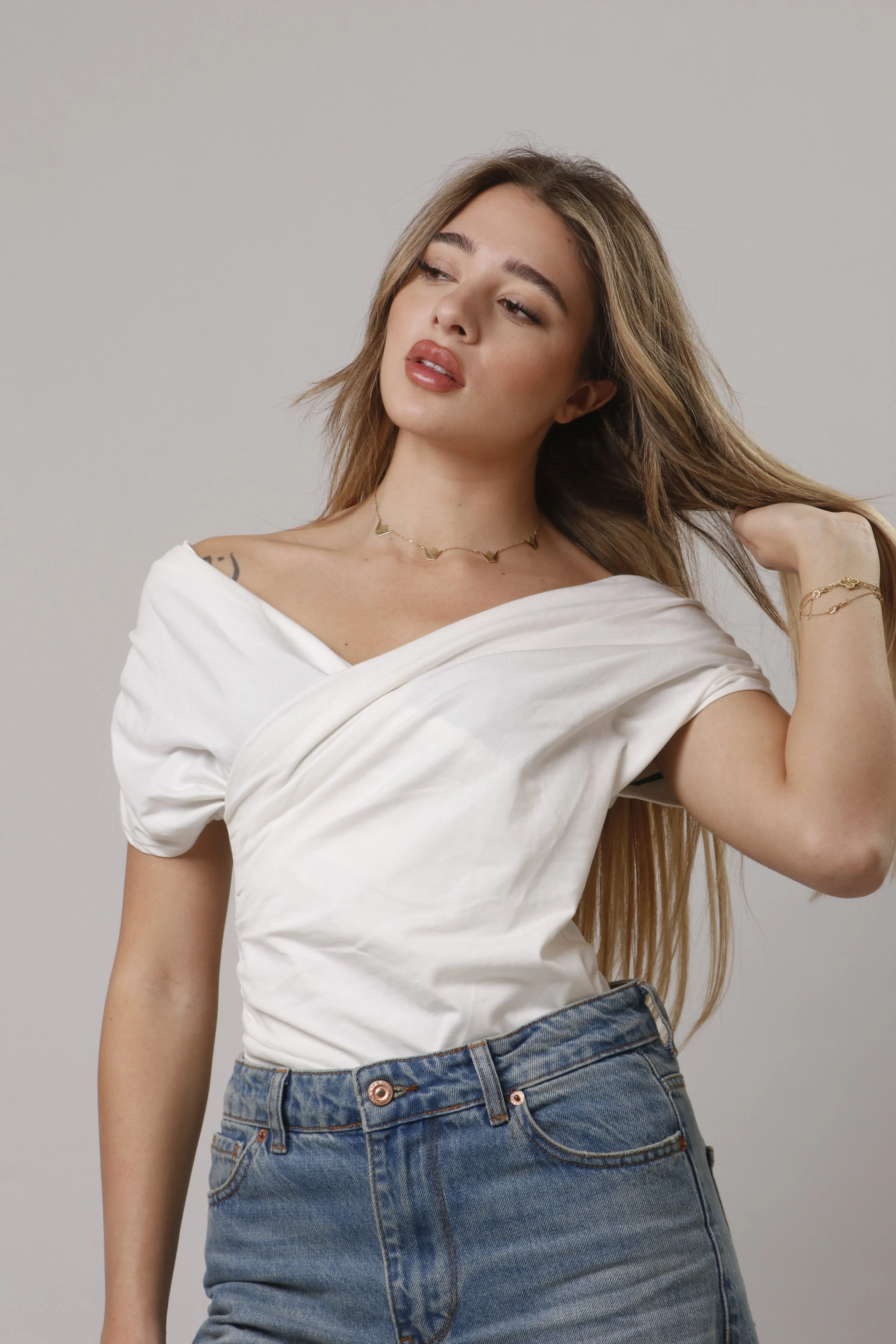 Cross v neck shirt