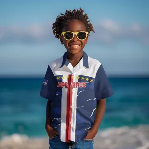 Custom Cape Verde Football Kid Hawaiian Shirt Blue Sharks Sporty LT14