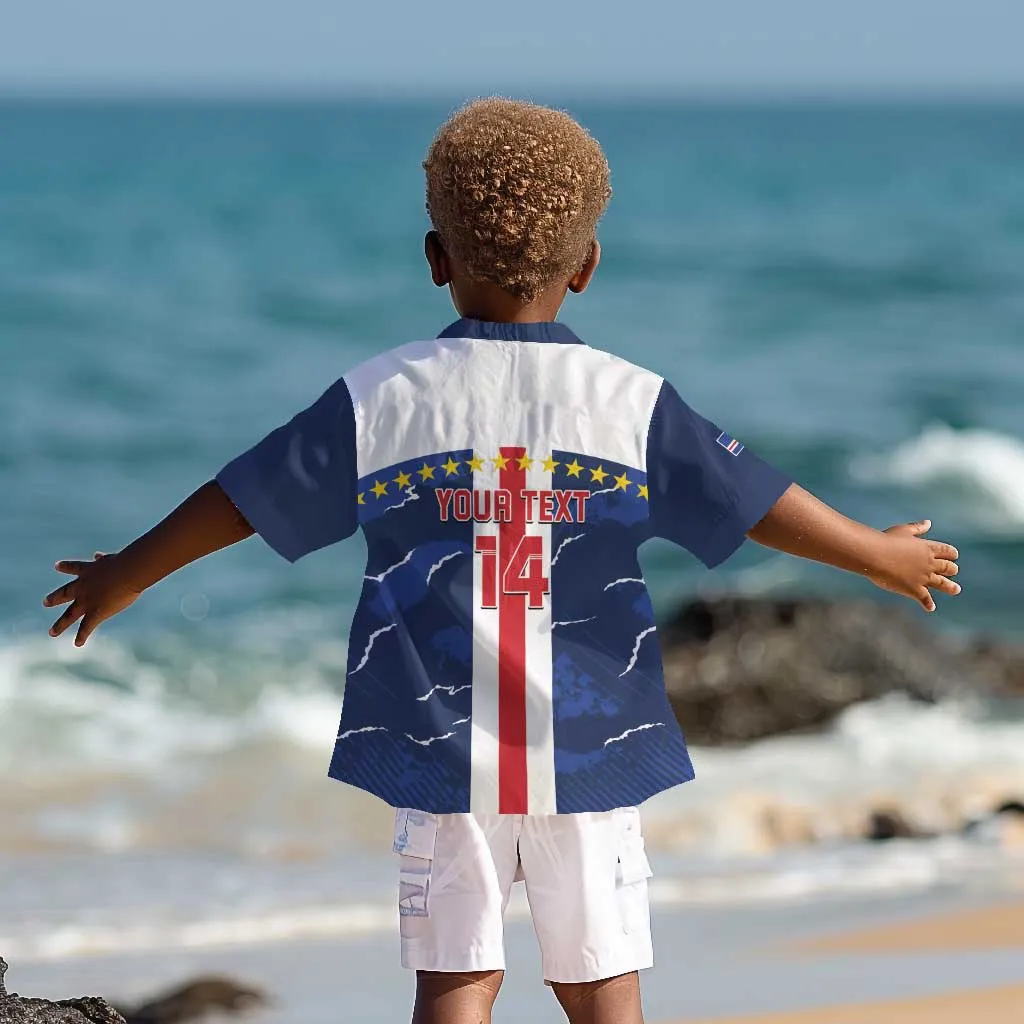 Custom Cape Verde Football Kid Hawaiian Shirt Blue Sharks Sporty LT14