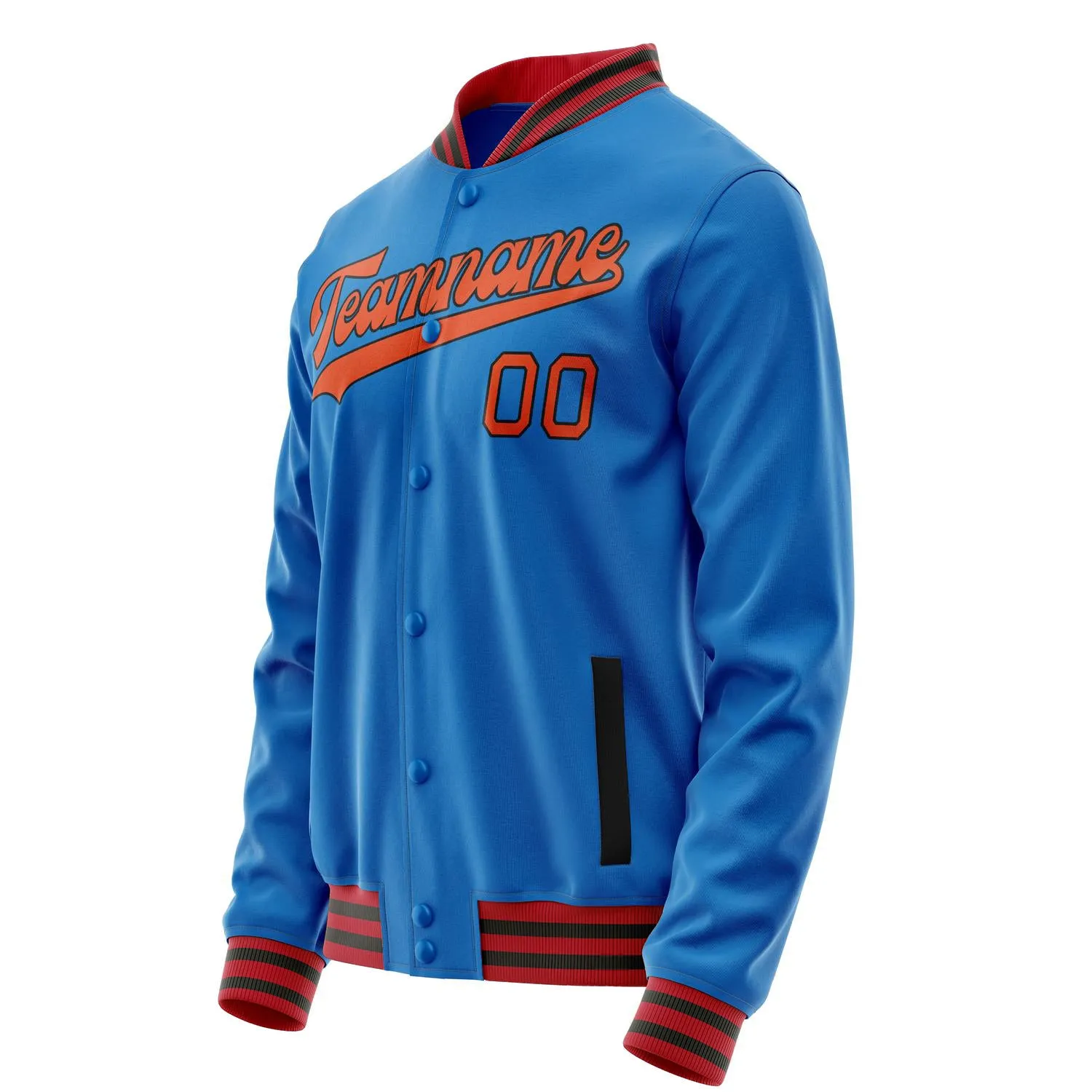 Custom Electric-Blue Orange Solid Color Varsity Letterman Jacket