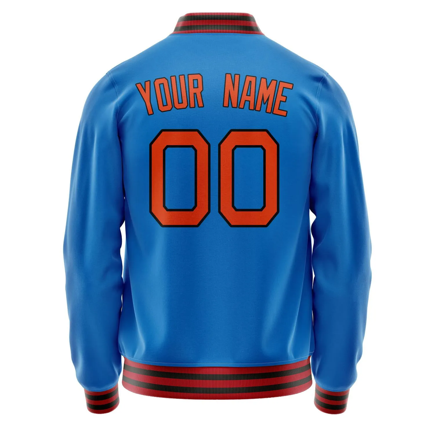 Custom Electric-Blue Orange Solid Color Varsity Letterman Jacket